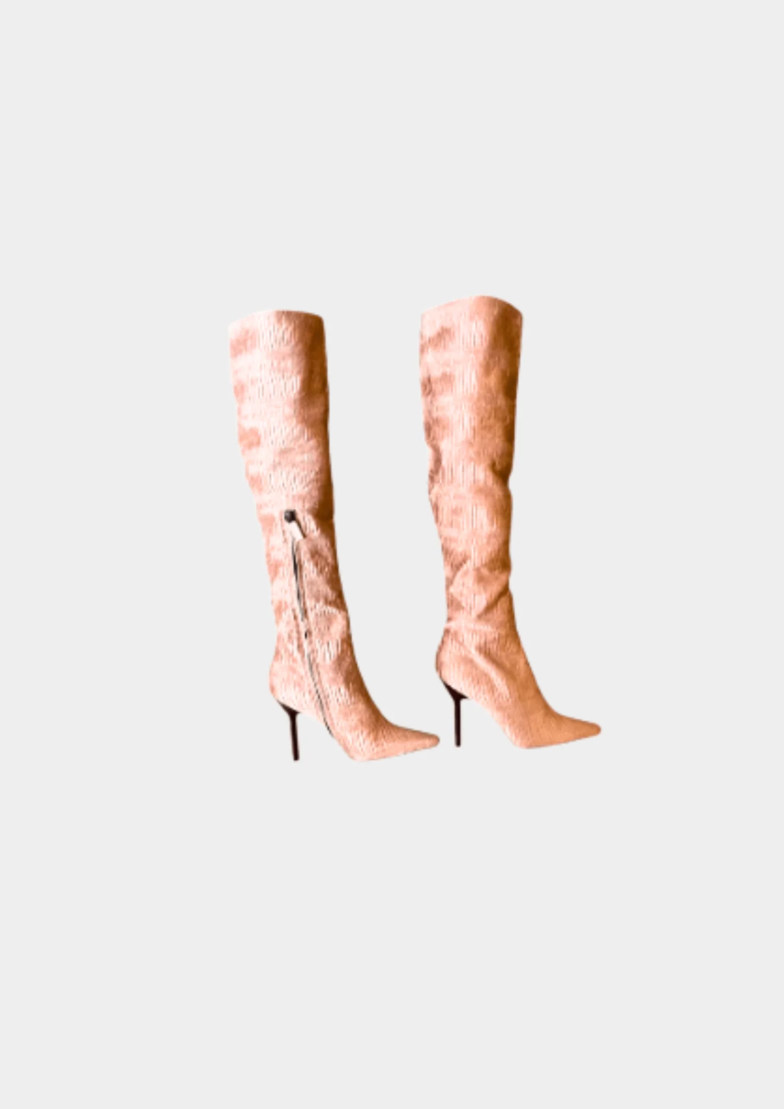 Gucci FW 1999 Rare Gathered Silk Knee High Boots - Image 2