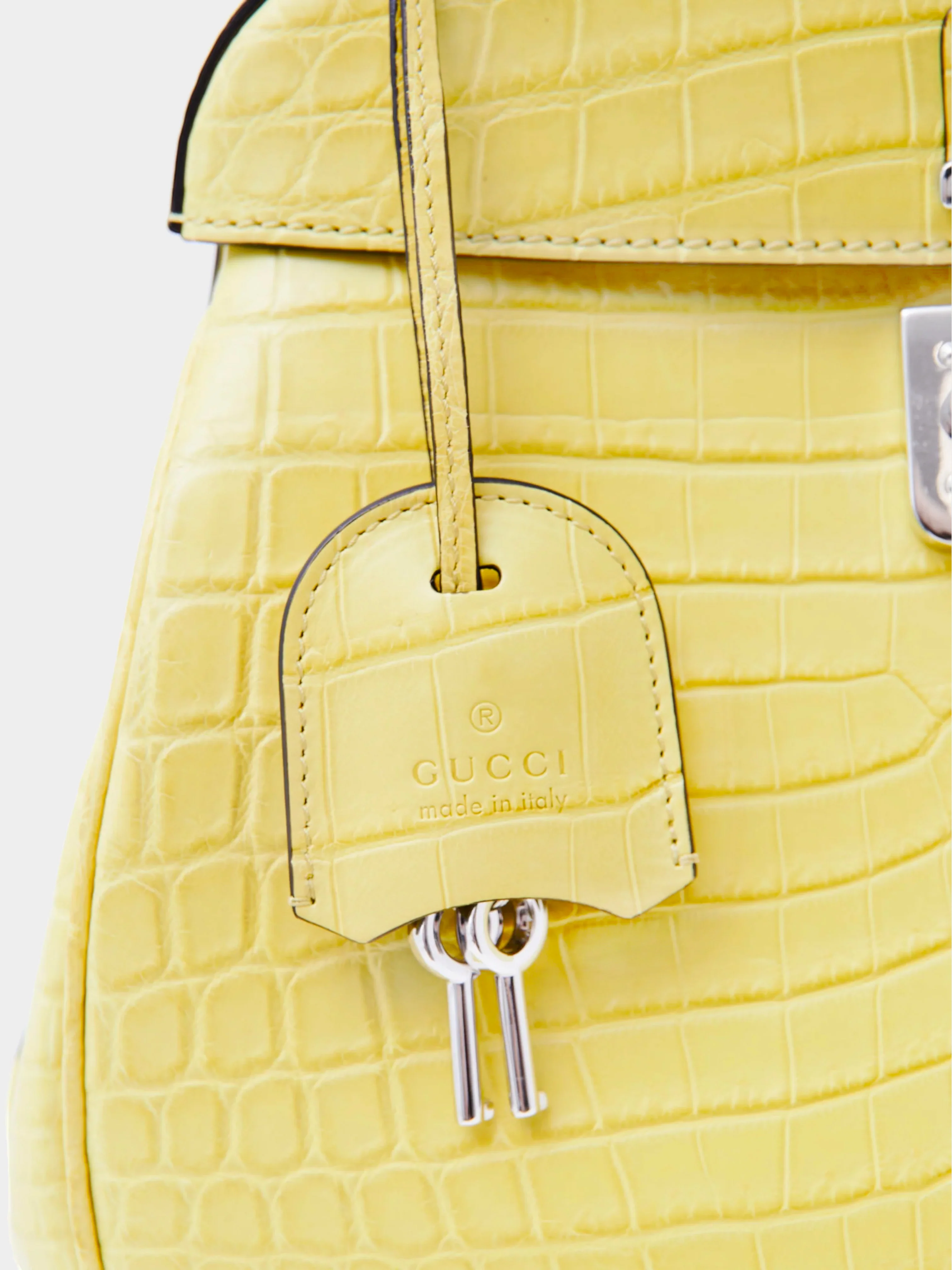 Gucci FW 2013 Yellow Crocodile Leather Lady Lock Bag - Image 4