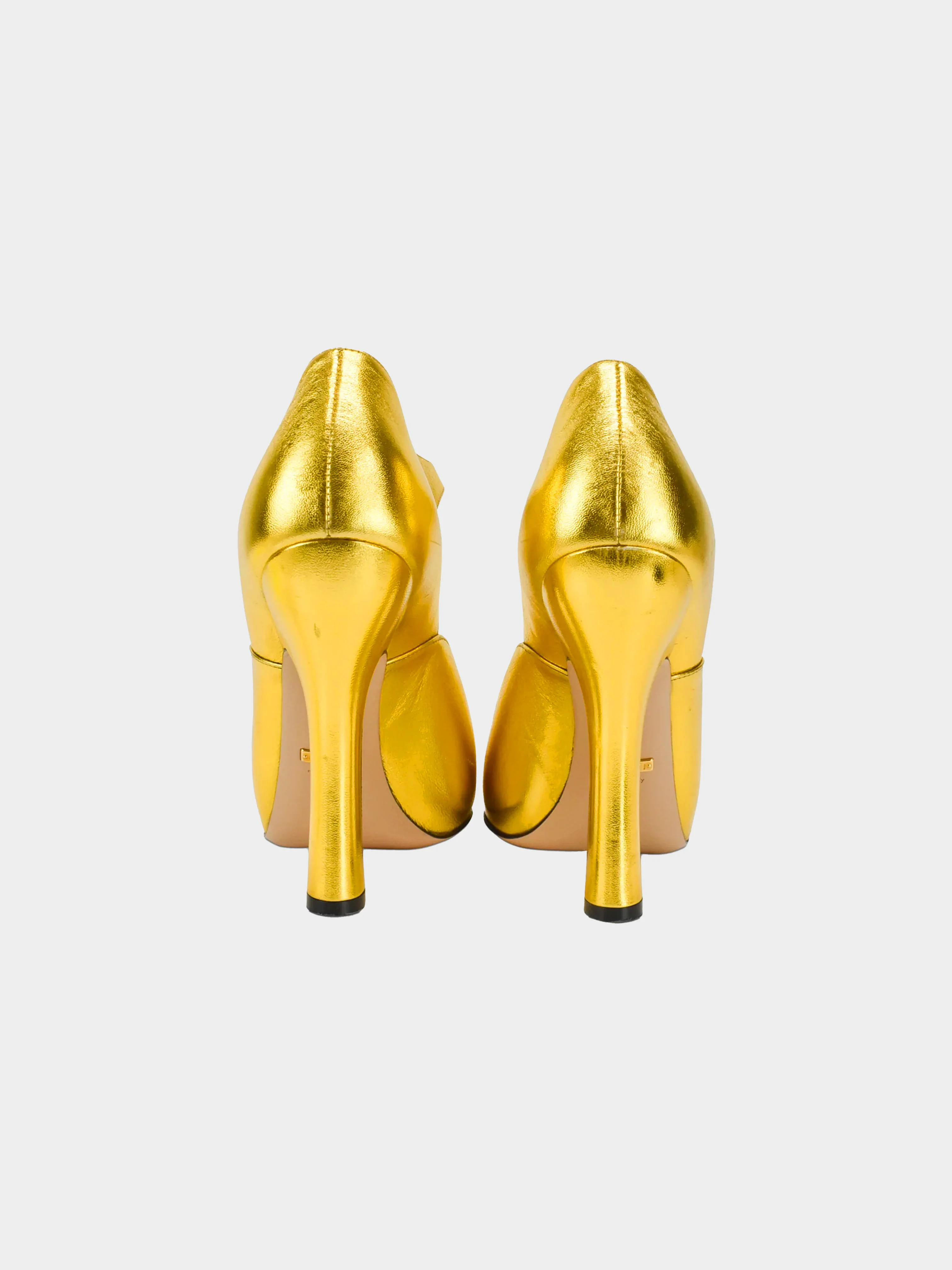Gucci FW 2016 Gold Mary Jane Heels - Image 4