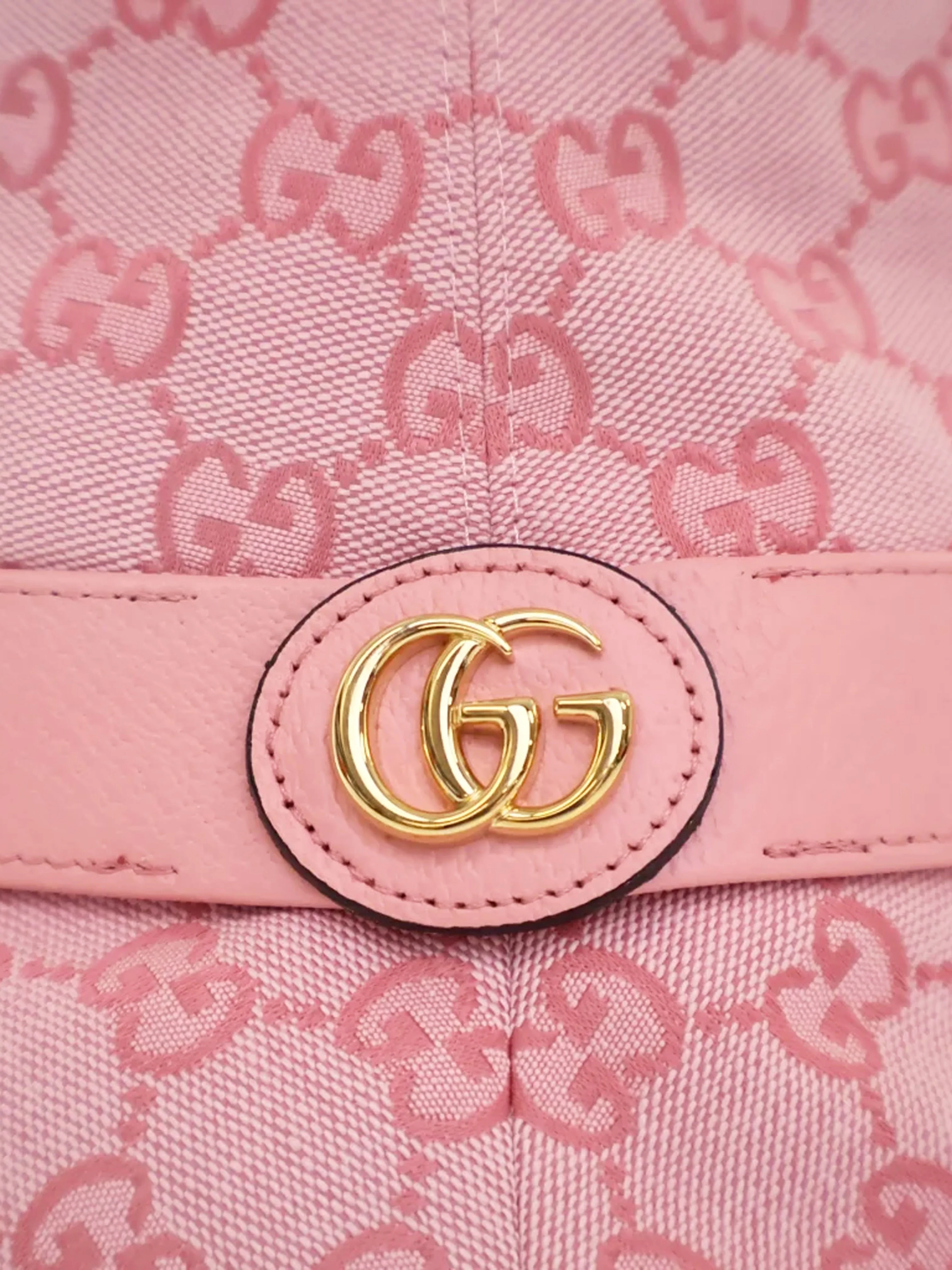 Gucci Late 2010s Pink Monogram Double G Bucket Hat - Image 4