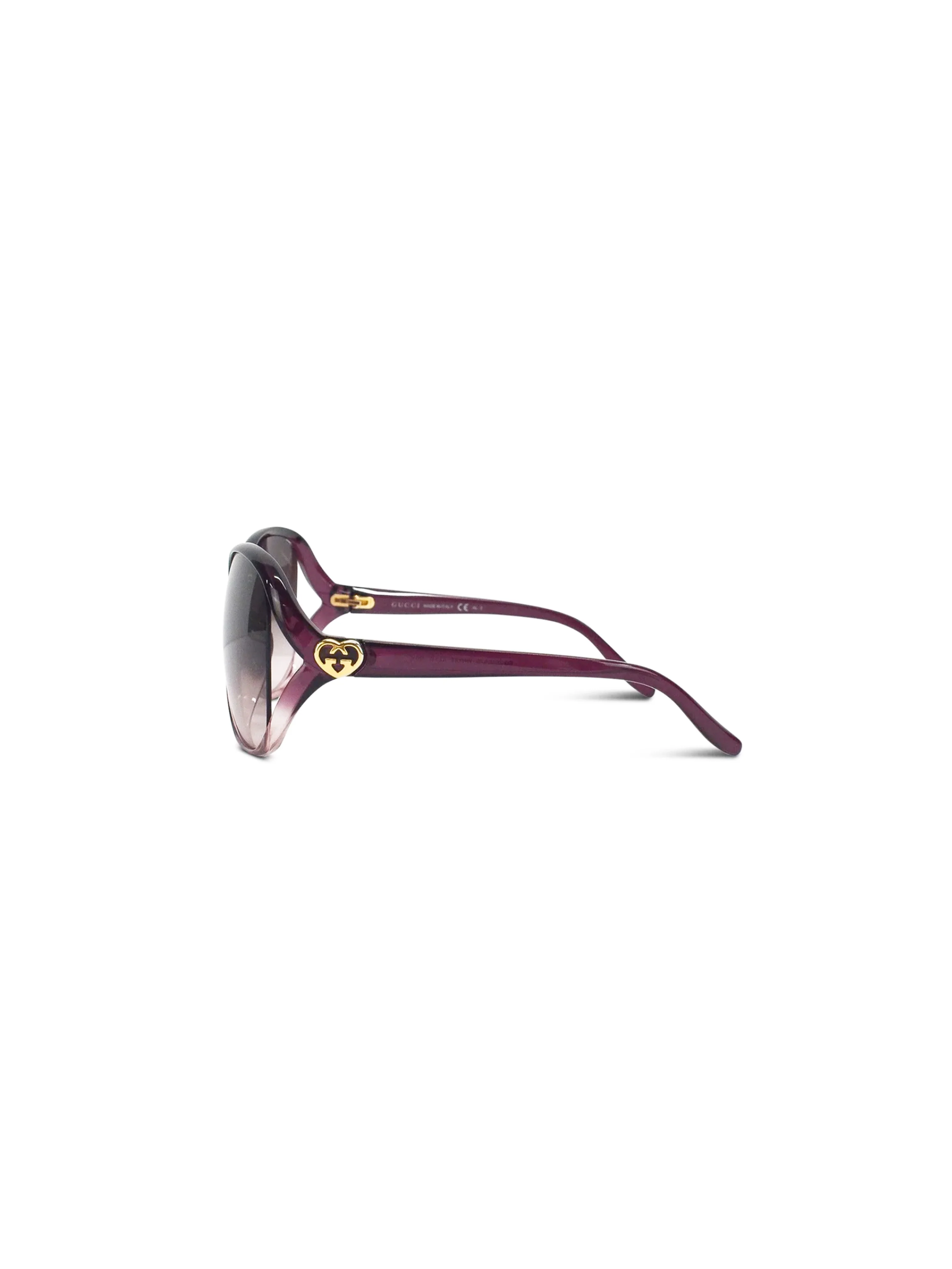 Gucci 2000s Oversized Purple Heart Sunglasses - Image 3