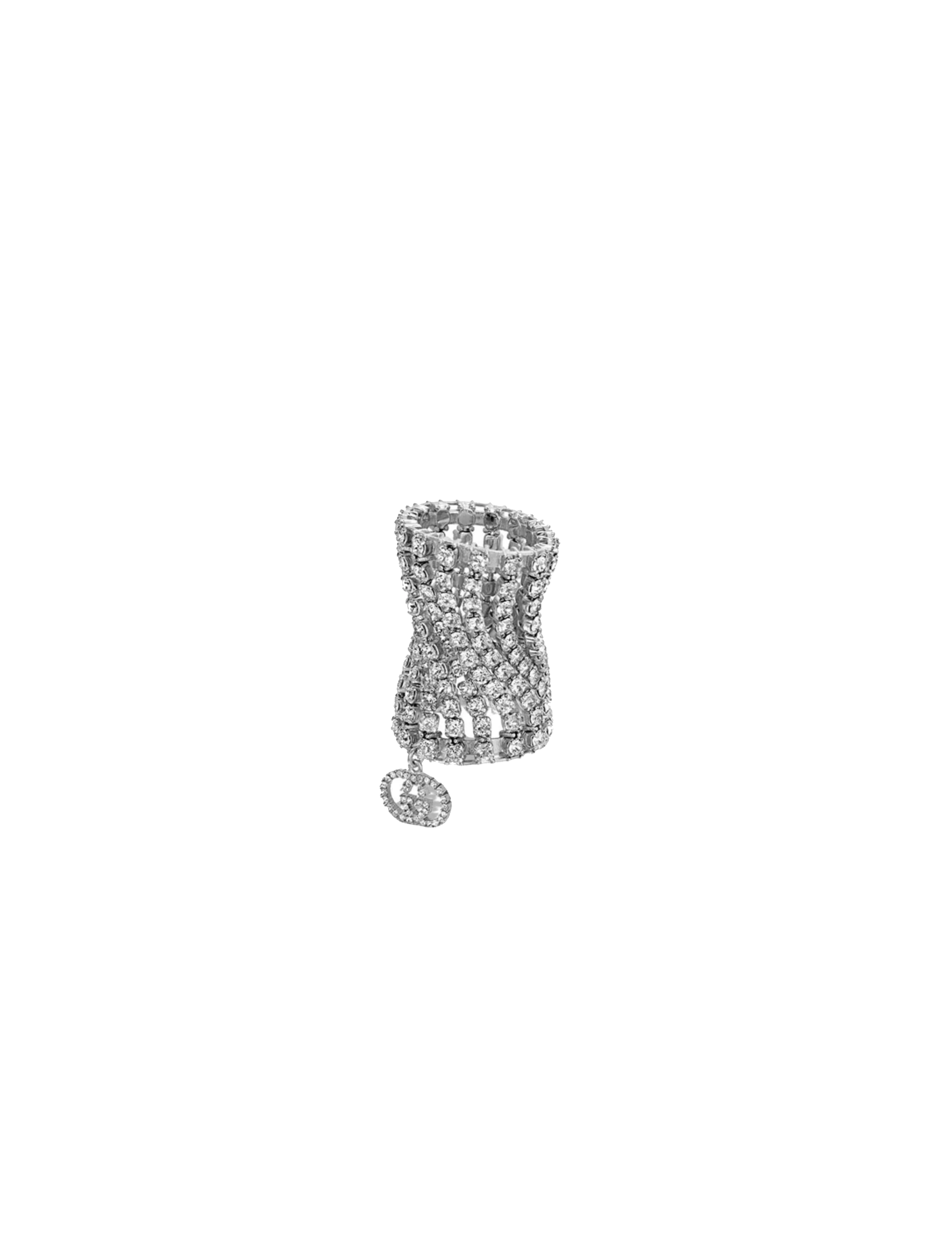 Gucci 2000s Rare Rhinestone Interlocking Mesh Ring
