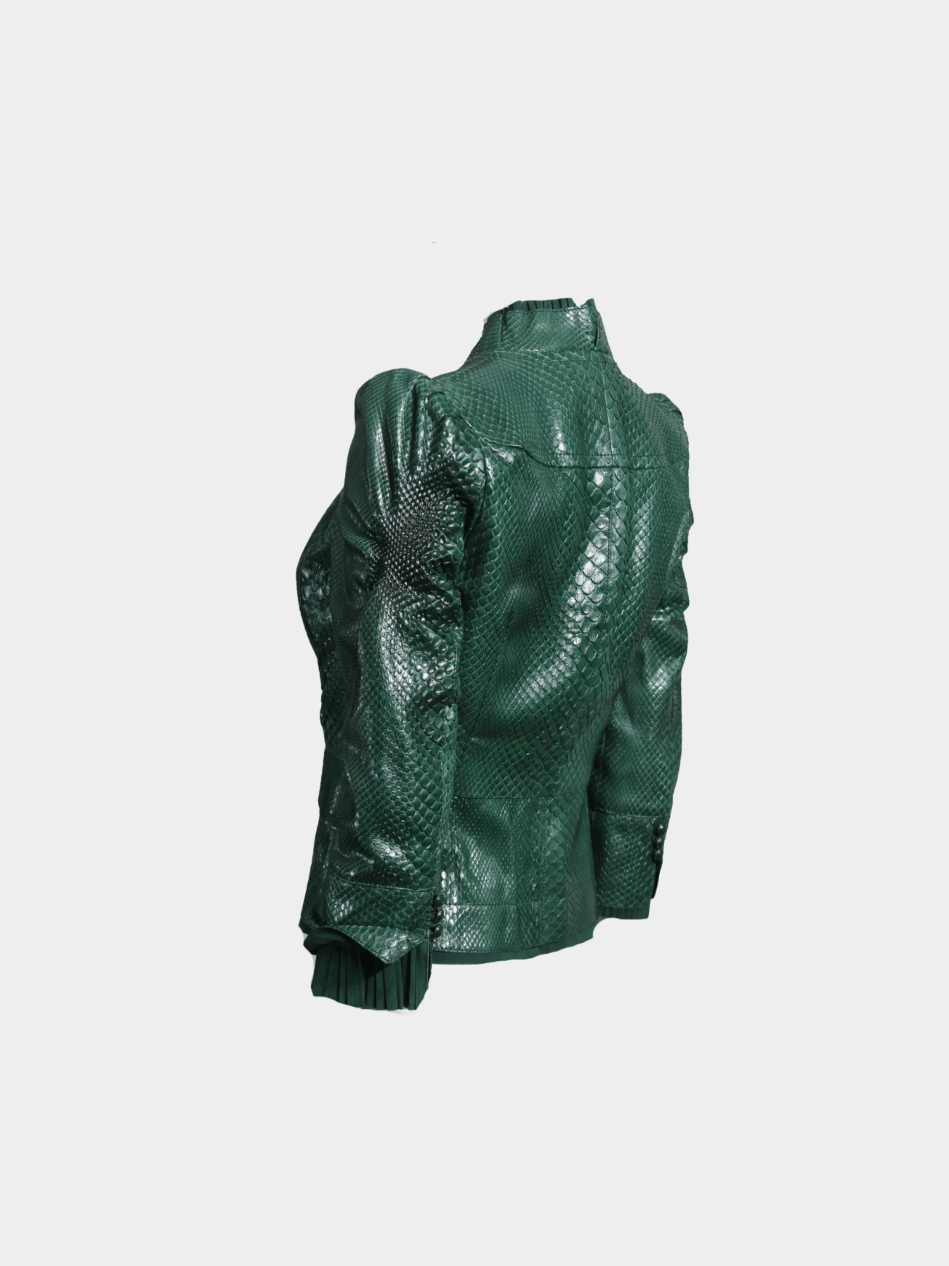 Gucci SS 2006 Runway Green Python Structured Jacket - Image 2