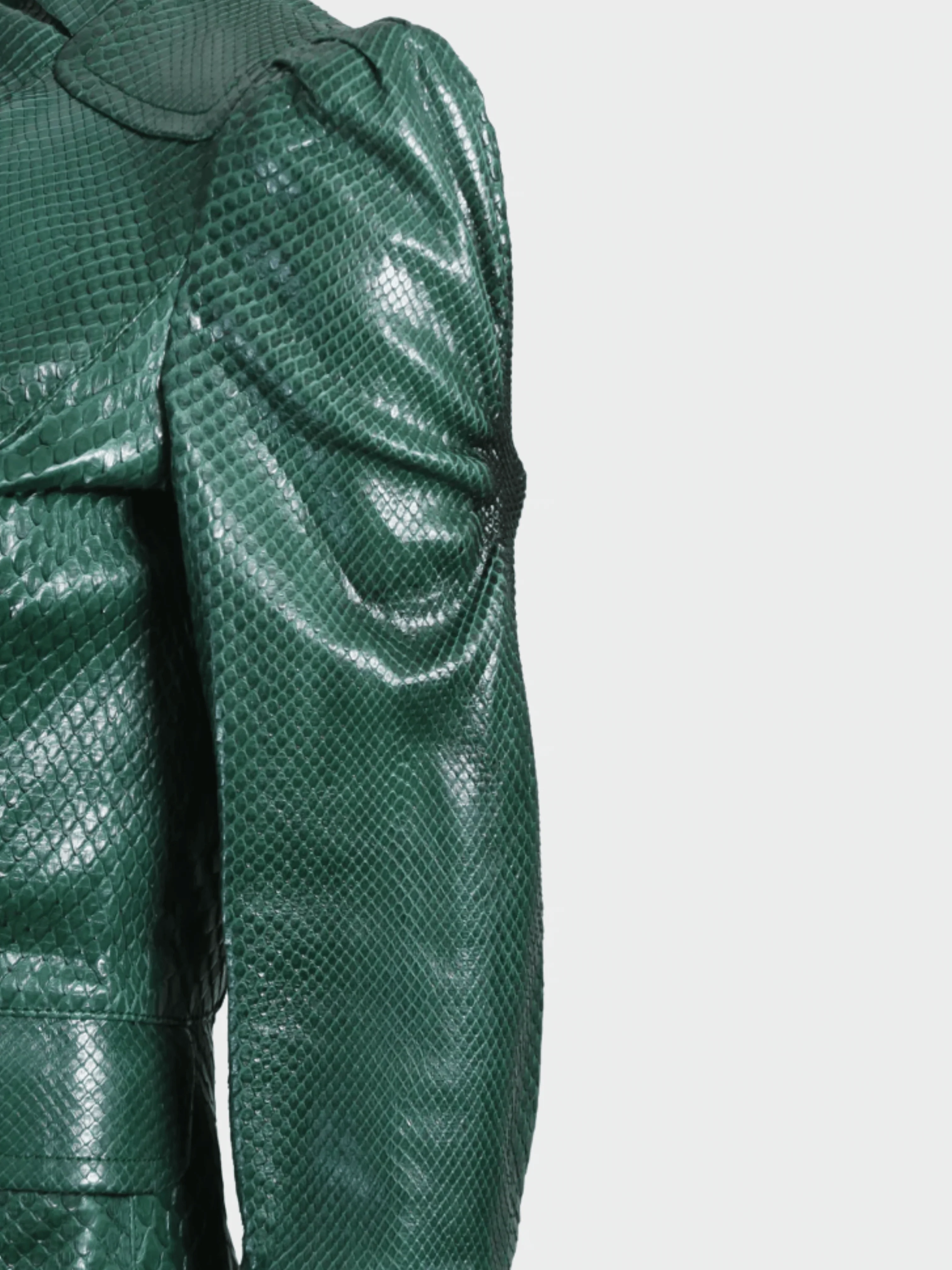 Gucci SS 2006 Runway Green Python Structured Jacket - Image 4