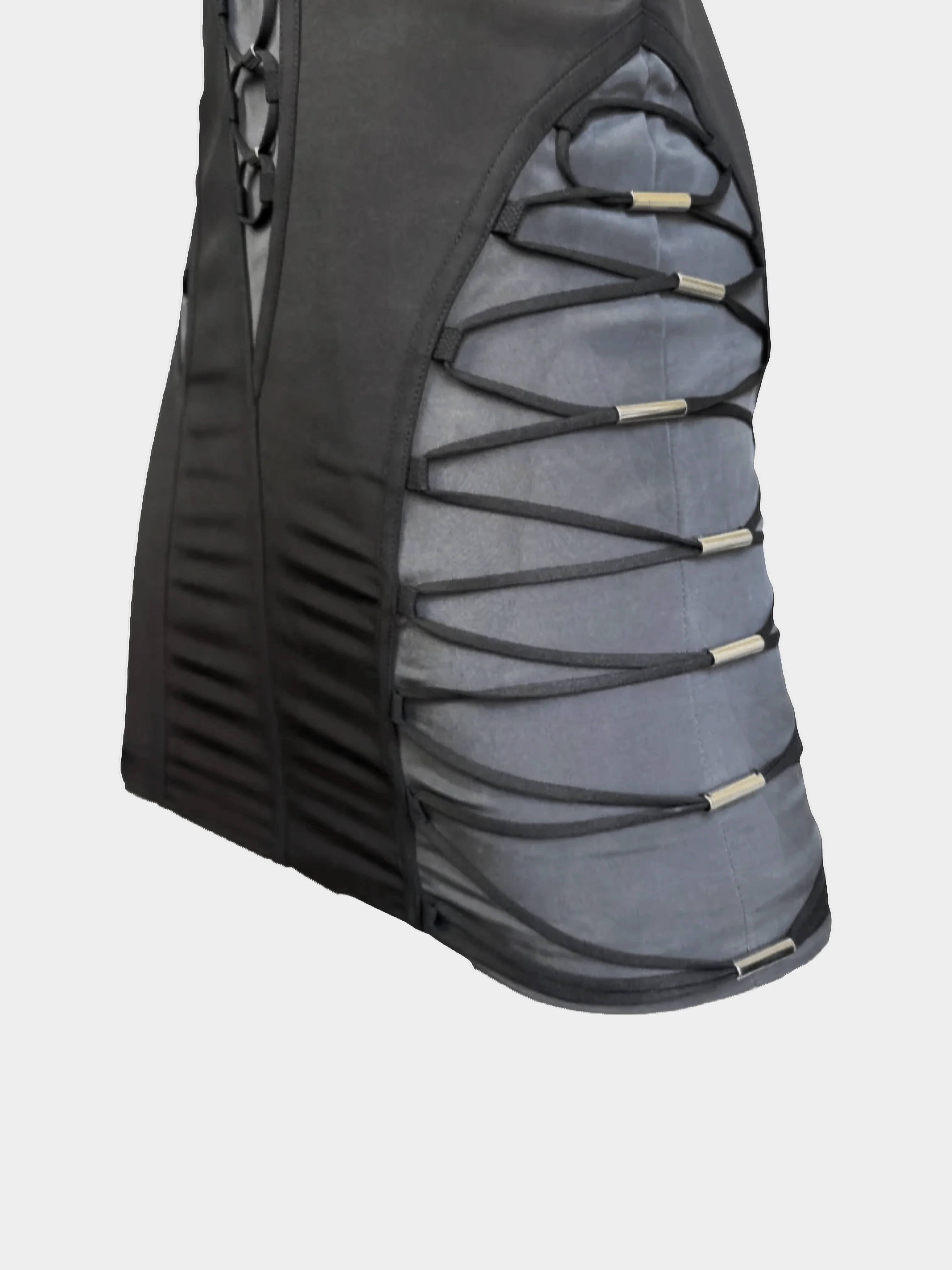 Gucci SS 2010 Black and Grey Silk-Blend Cut-Out Lace-Up Futuristic Mini Dress - Image 3