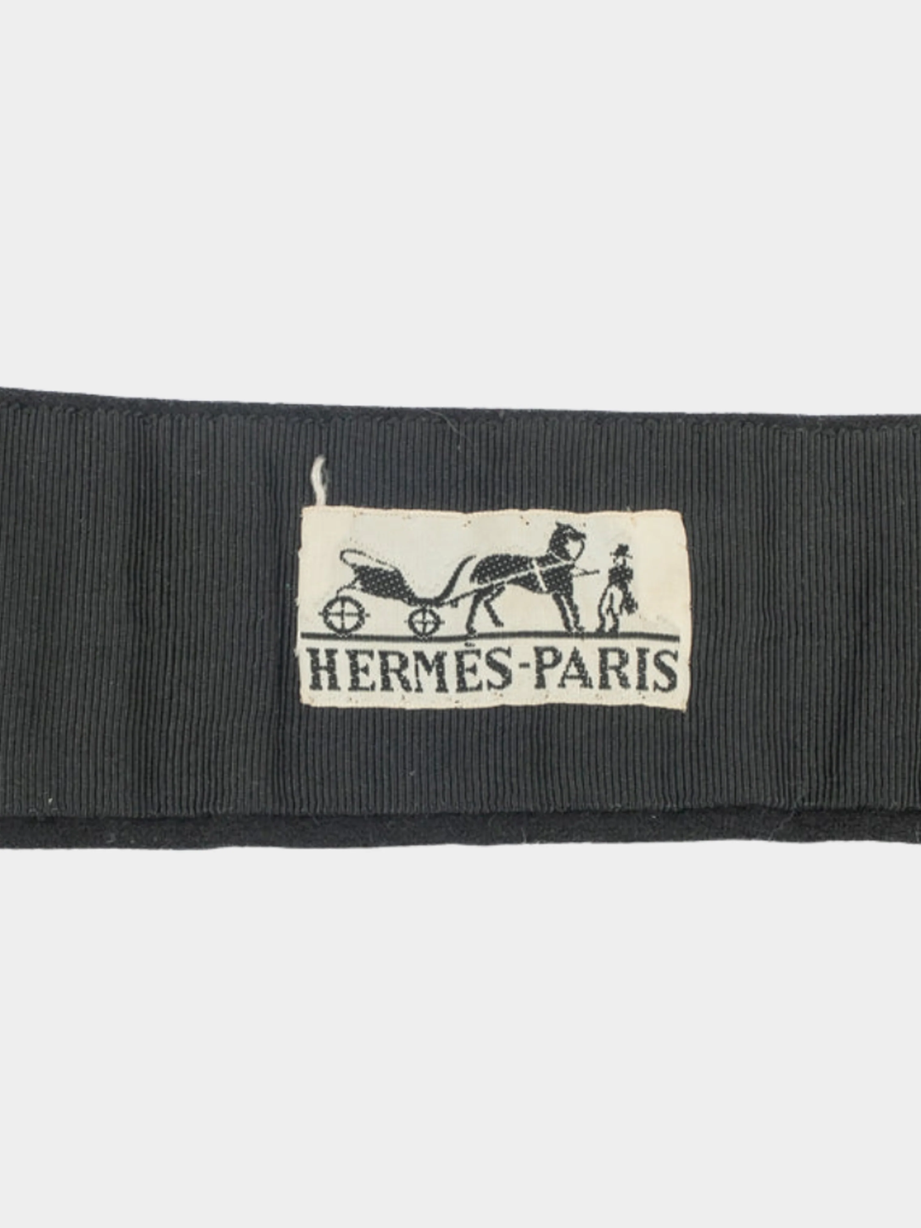 Hermes 1940s Black Wool Printed Belt - Image 6