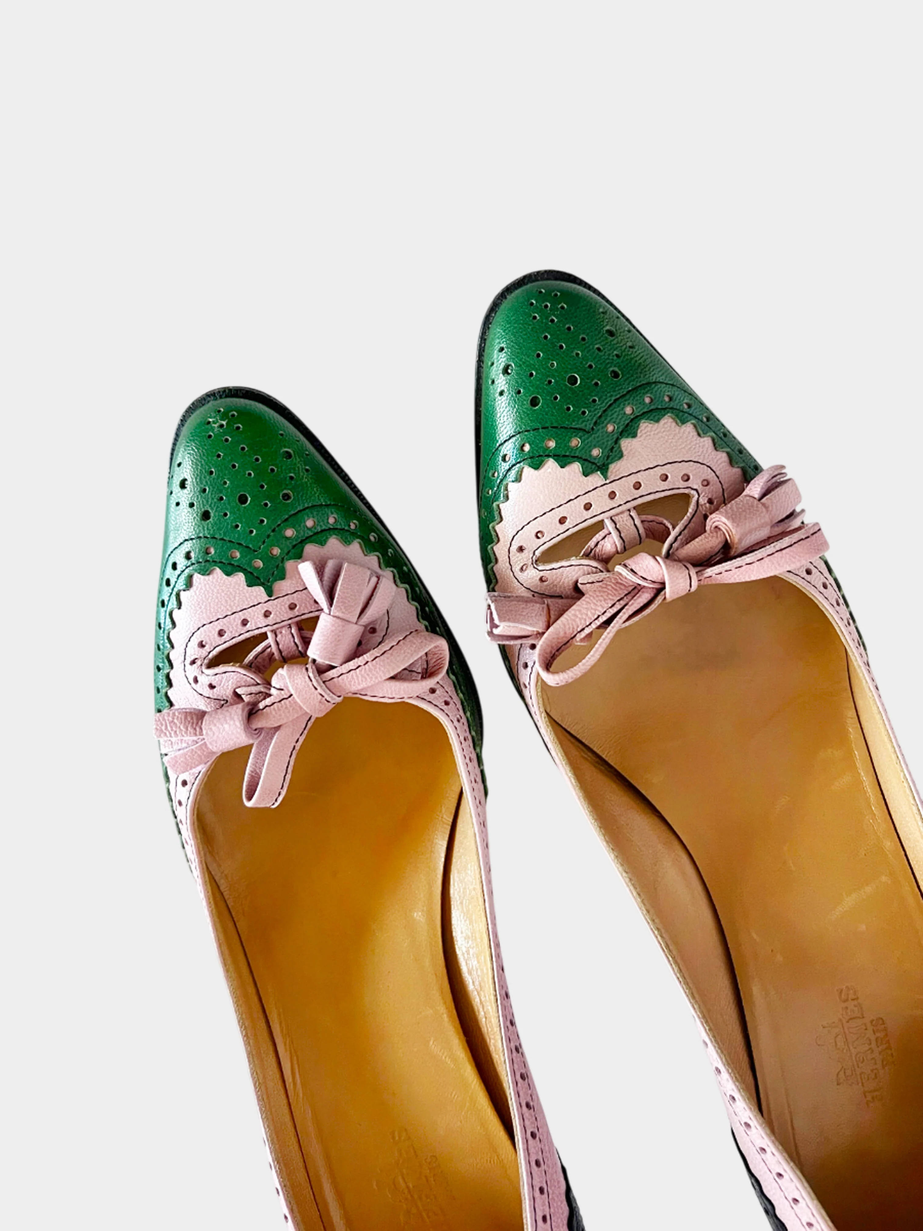 Hermes 1980s Tri-color Tassel Brogue Pumps - Image 5