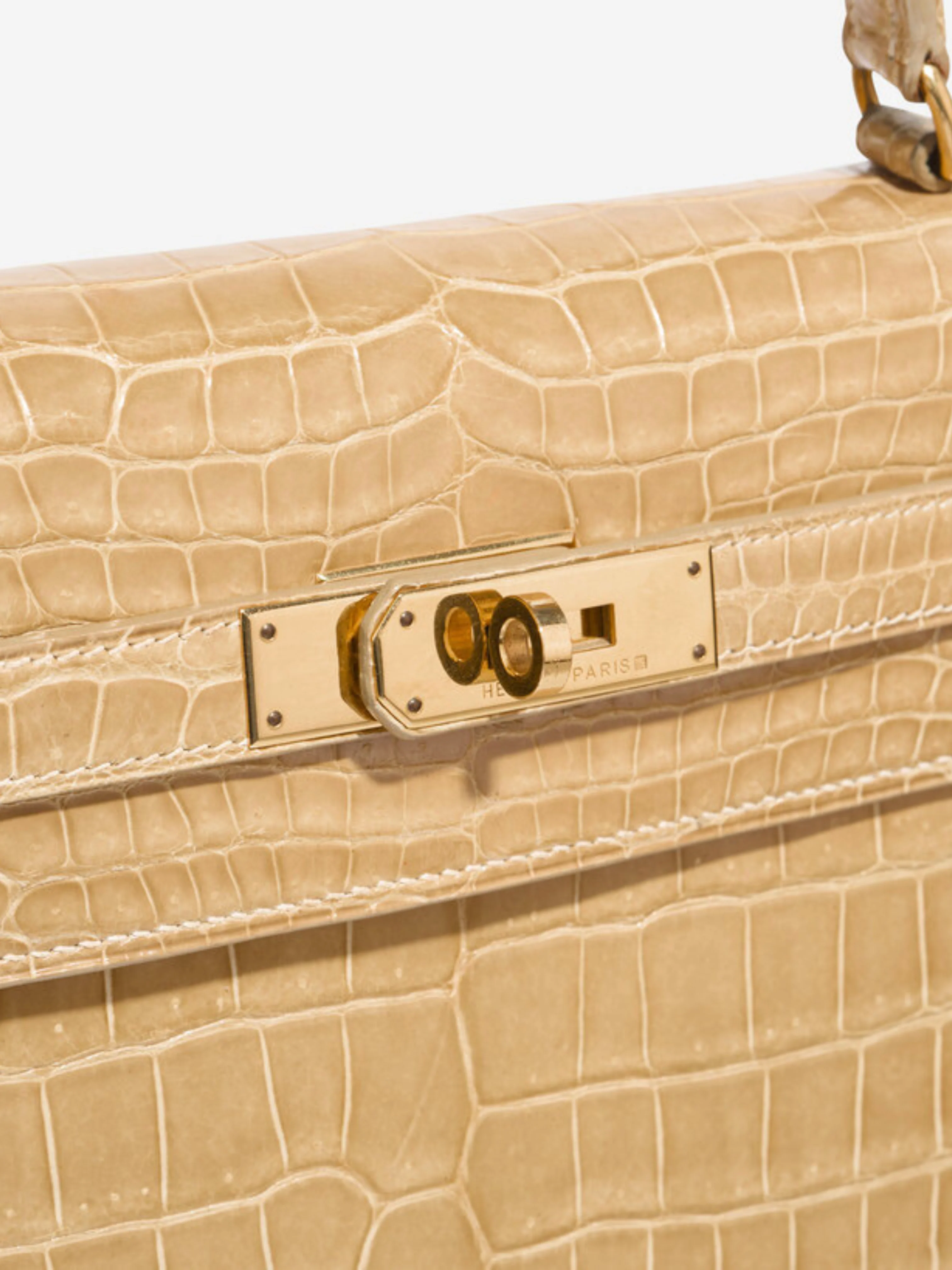 Hermès 1990s Beige Crocodile Porosus Kelly 32 Bag - Image 5