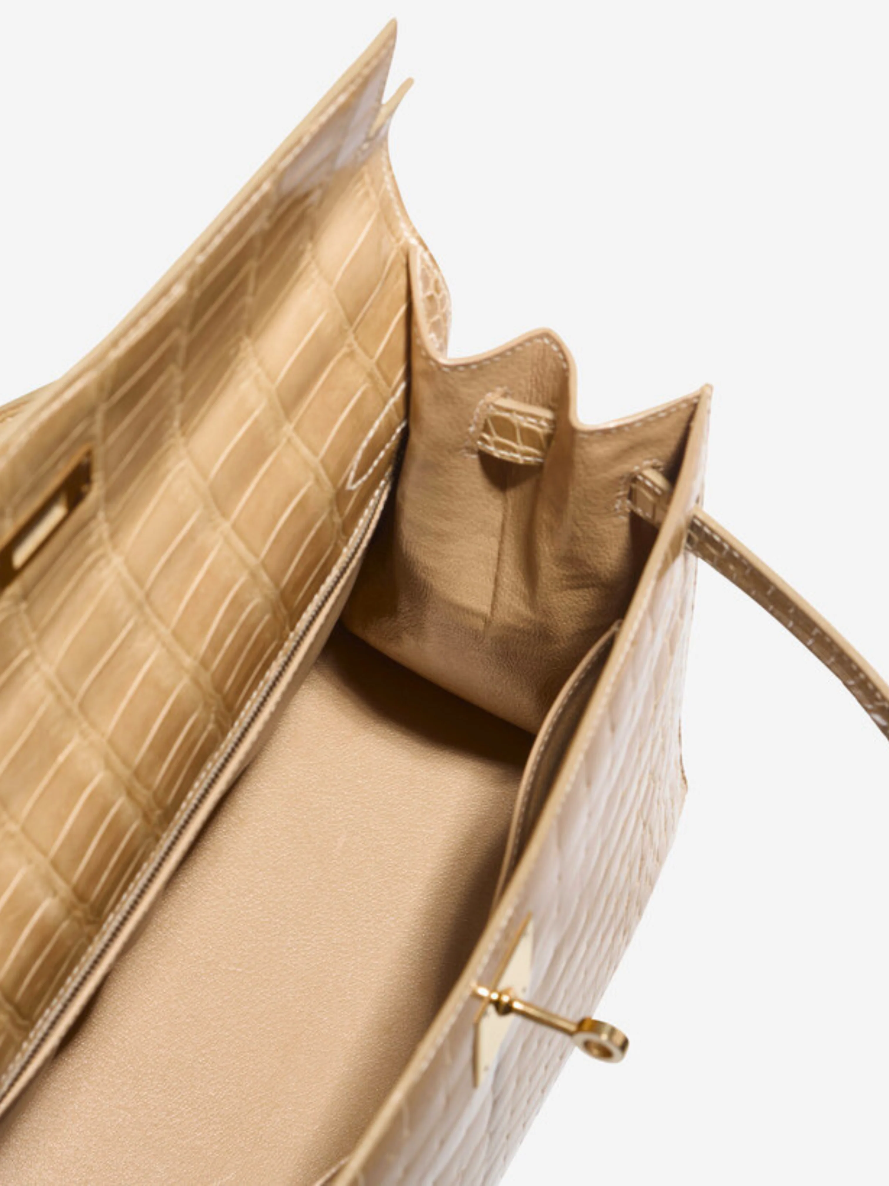 Hermès 1990s Beige Crocodile Porosus Kelly 32 Bag - Image 7