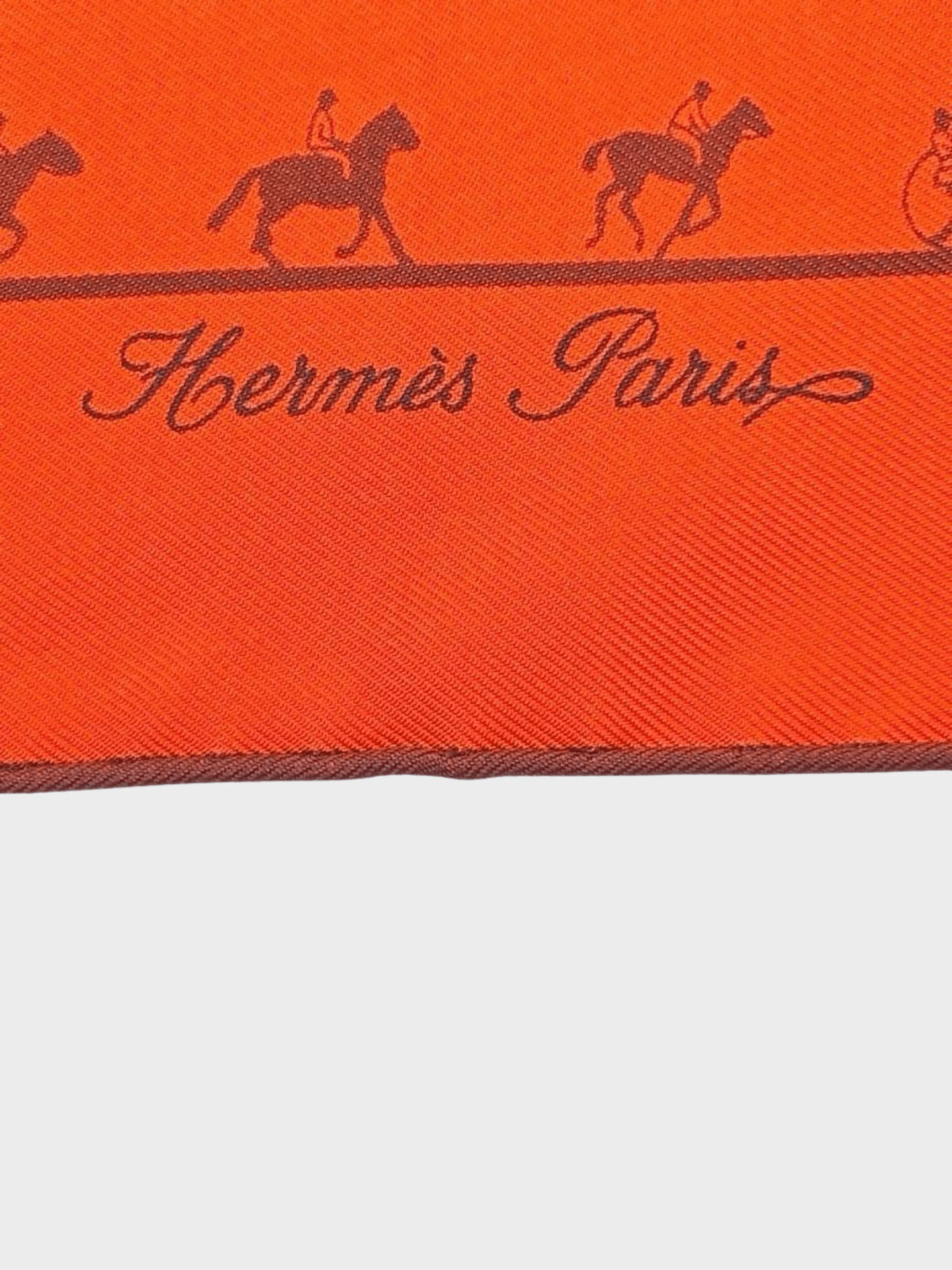 Hermes 1990s Orange Saut Galop Canter Silk Square Scarf - Image 3