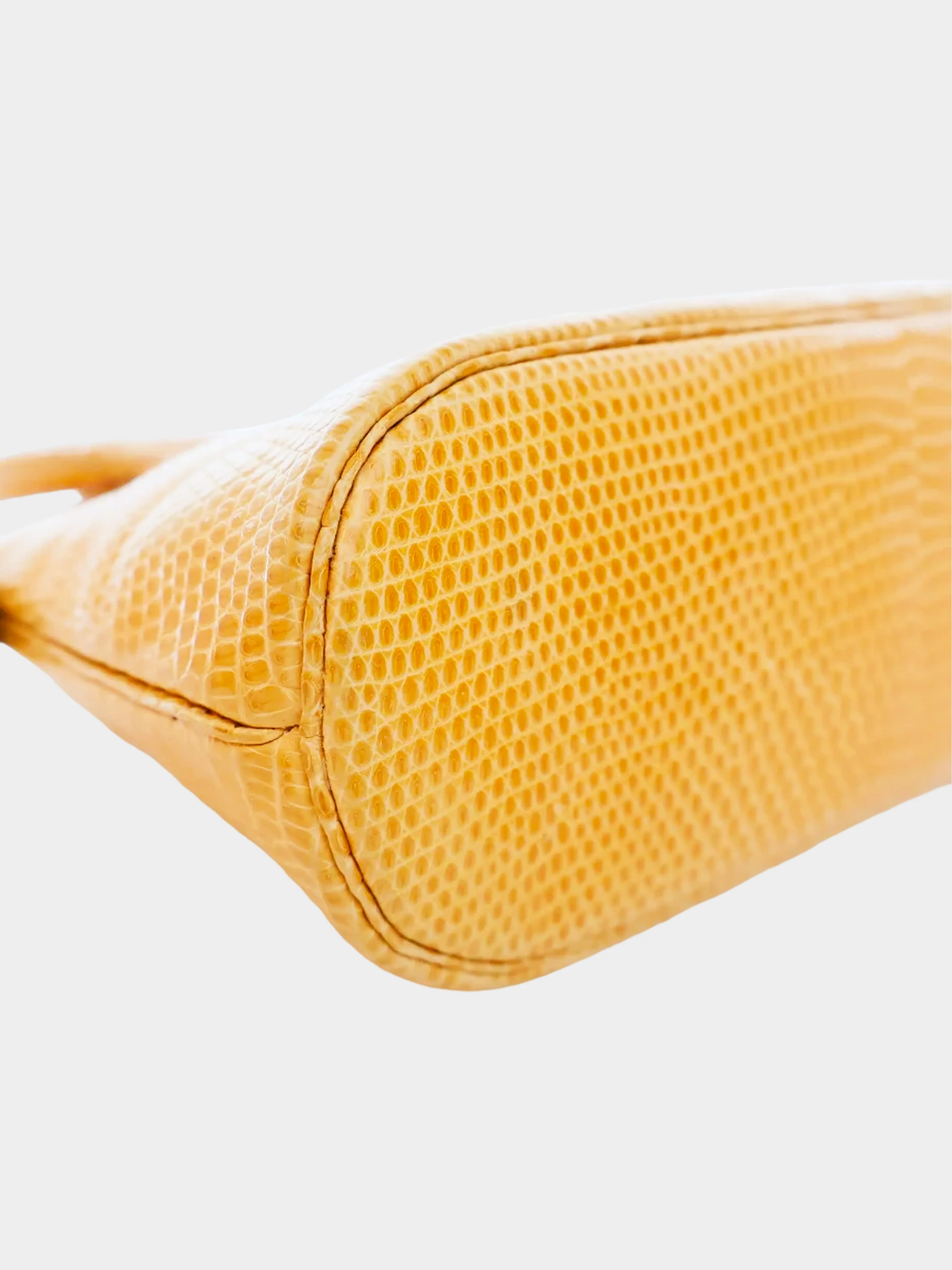 Hermès 1992 Yellow Orange Mini Bolide Jaune Lizard Handbag - Image 3