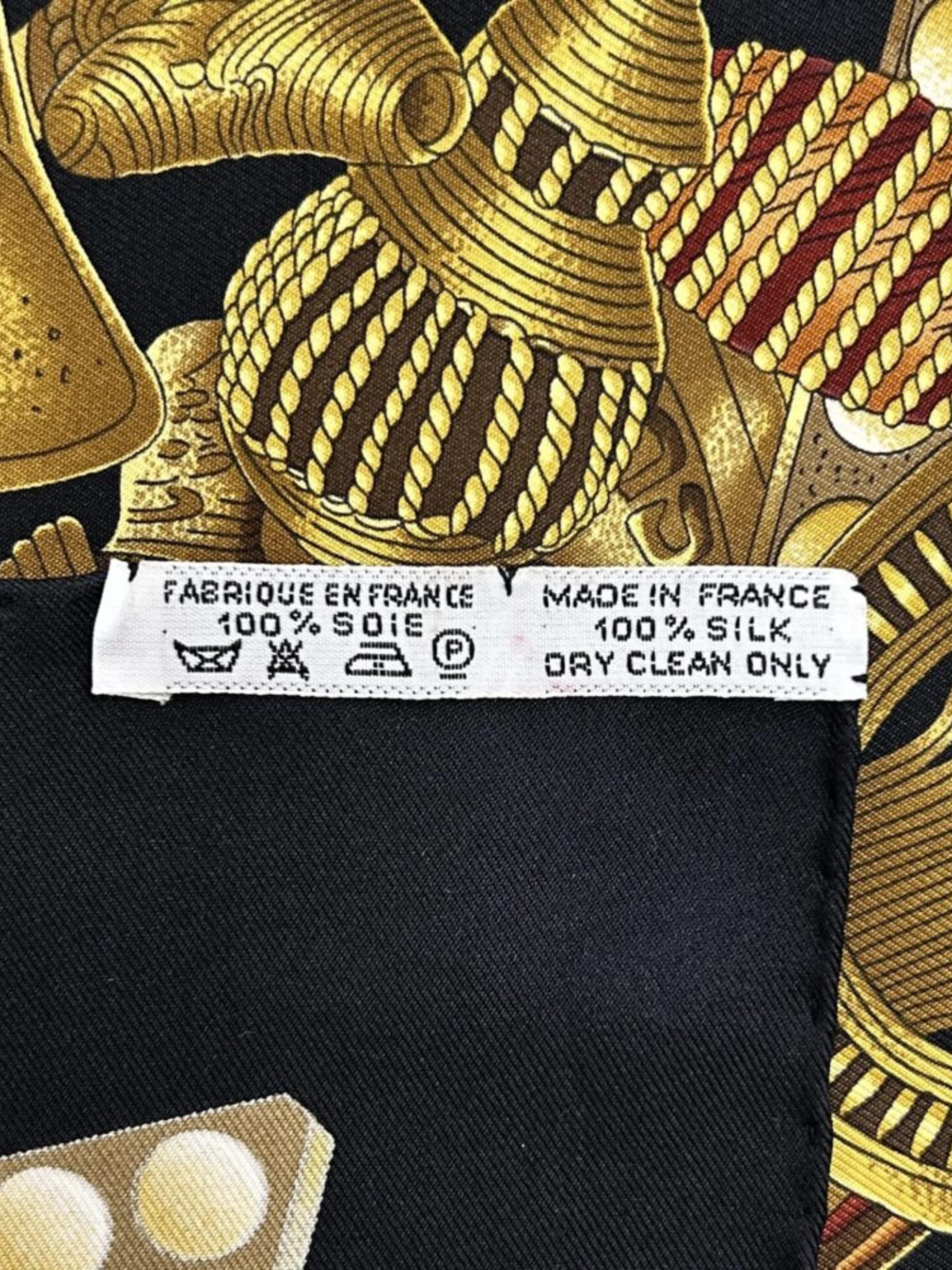 Hermès 2000s Black Gold L’Or des Chefs Silk Scarf - Image 3