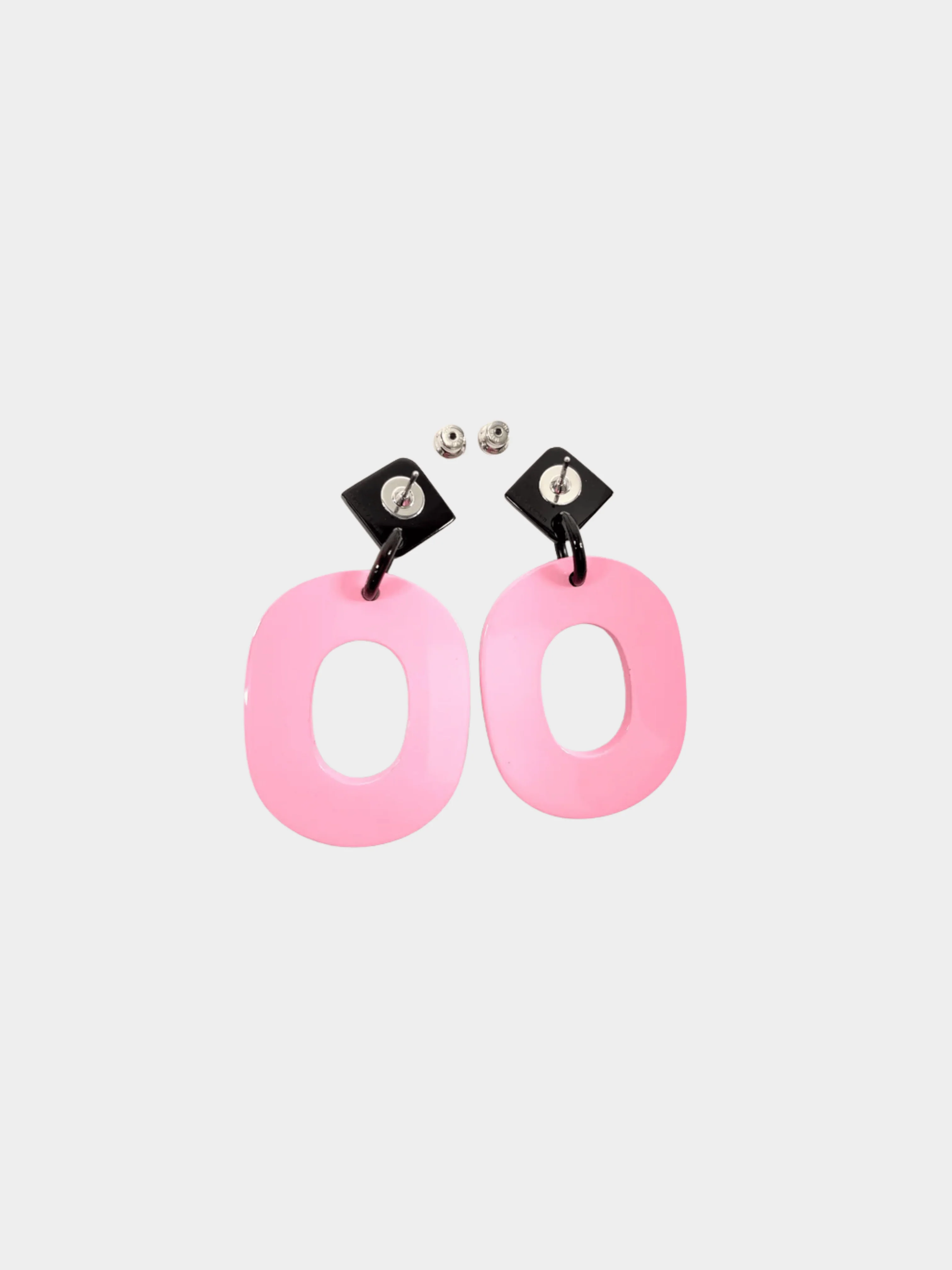 Hermes 2000s Ism Pop Line Pink and Brown Buffalo Horn Earrings - Image 2