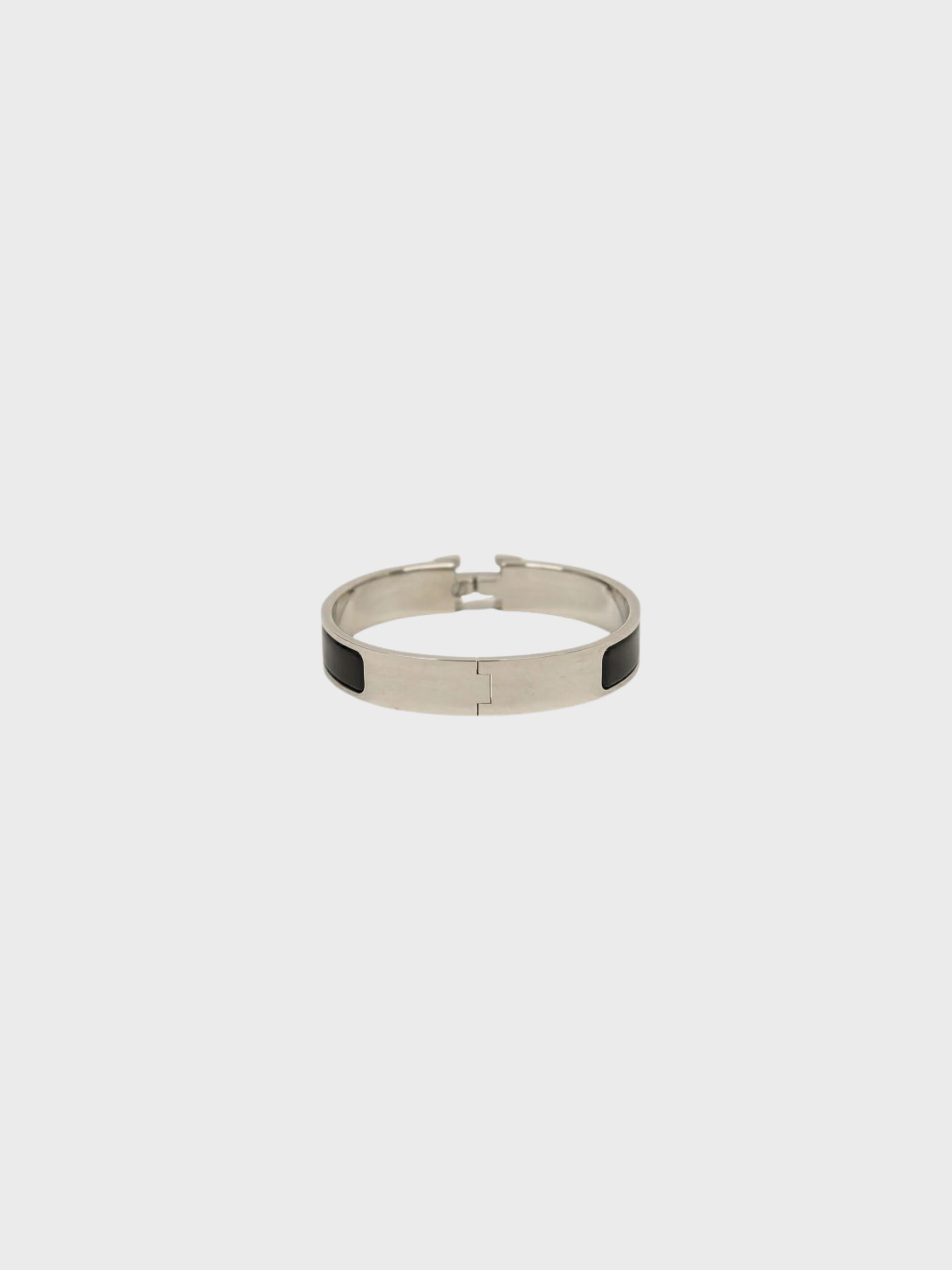 Hermès 2000s Silver Black Plated Metal Clic Clac PM Bracelet - Image 2