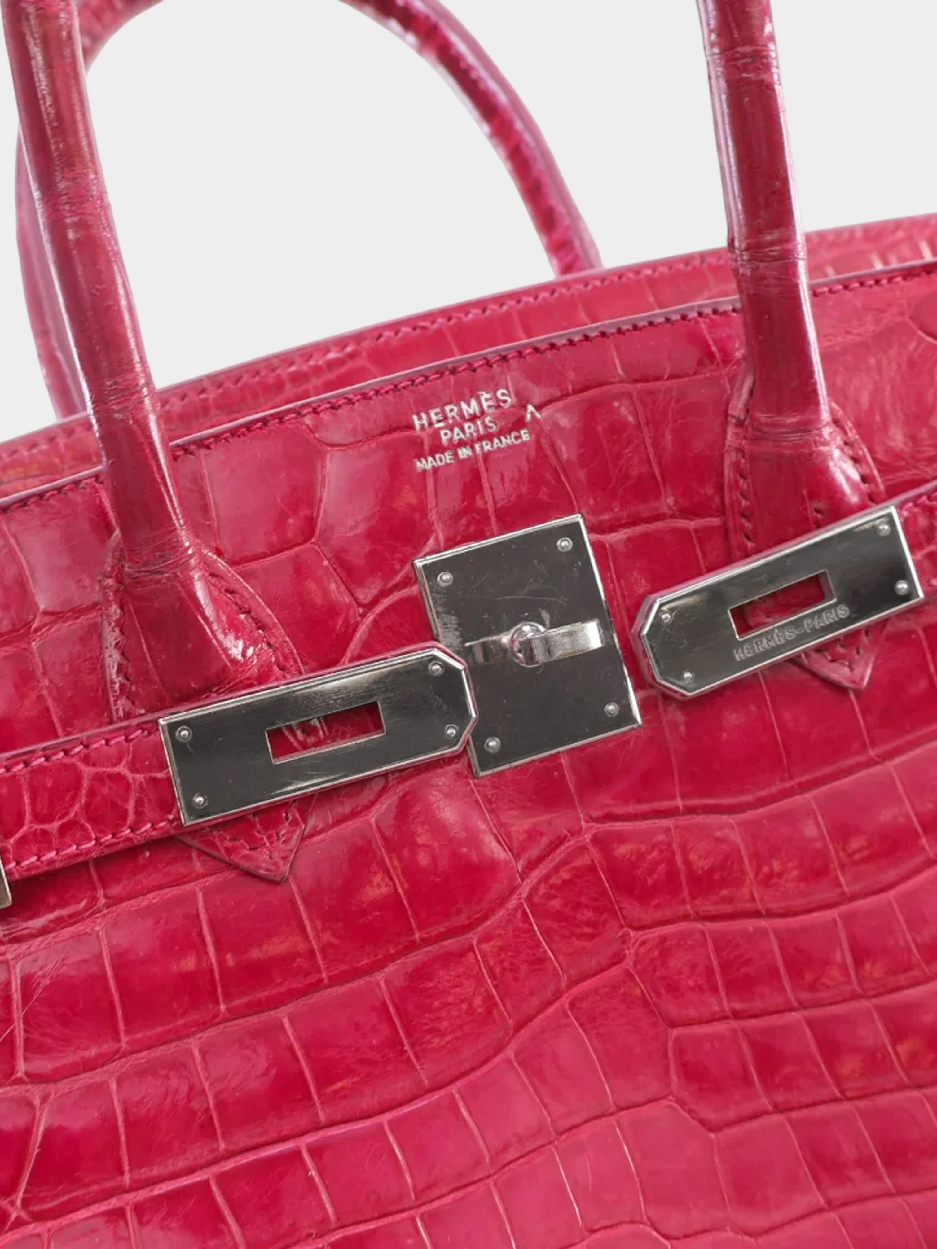 Hermès 2002 Rose Tyrien Crocodile Birkin 30 - Image 4