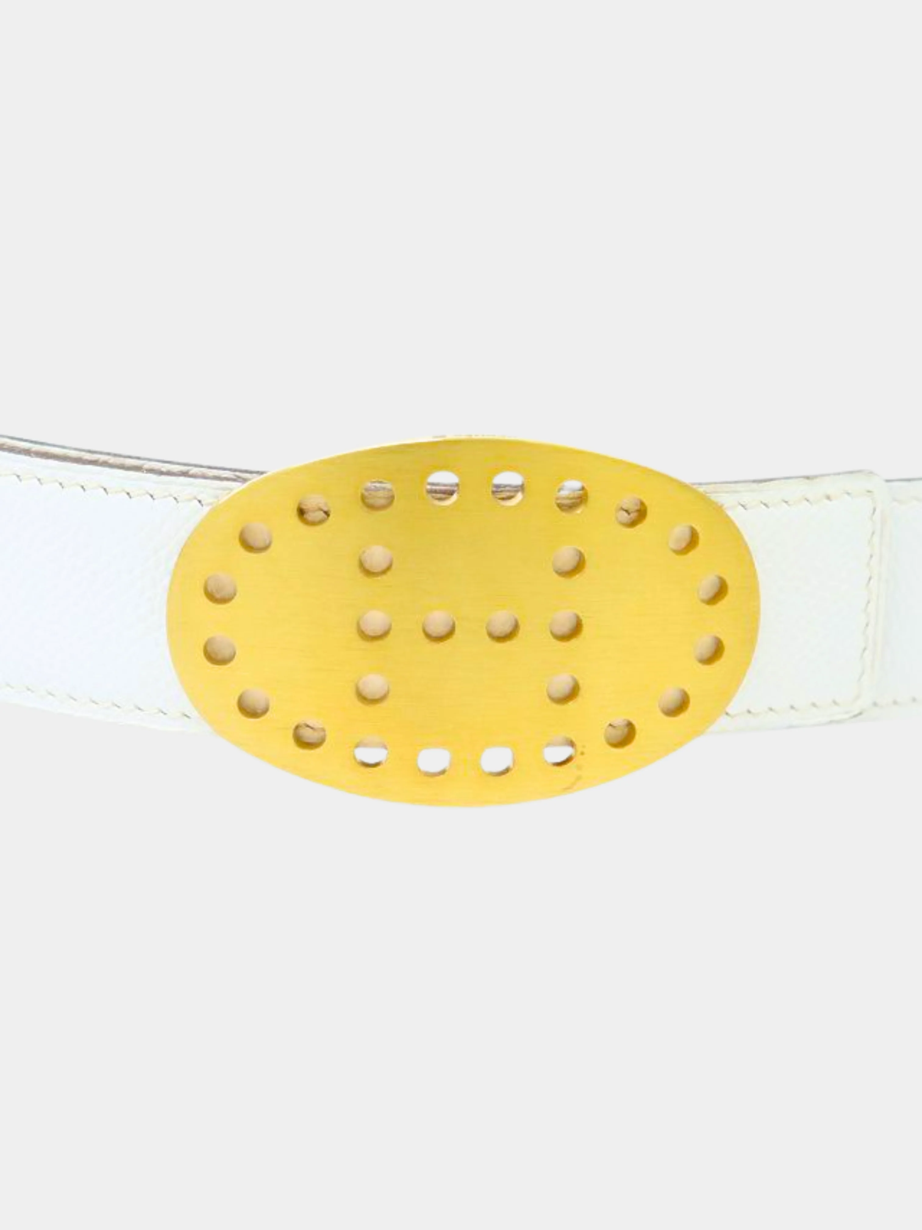 Hermes 2003 White Evelyne Belt - Image 3