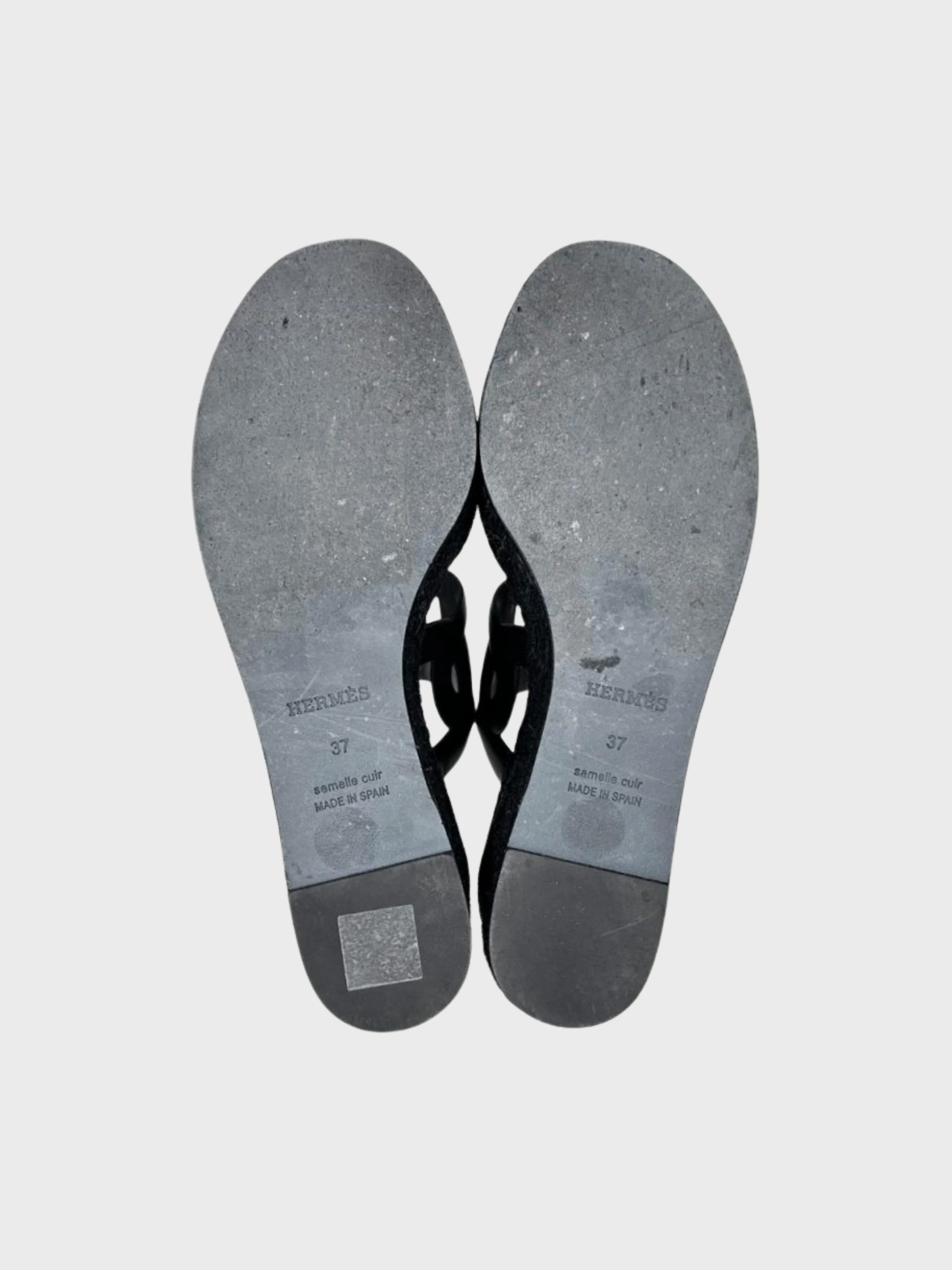 Hermès SS 2024 Black Leather Ithea 30 Espadrille Sandals - Image 3