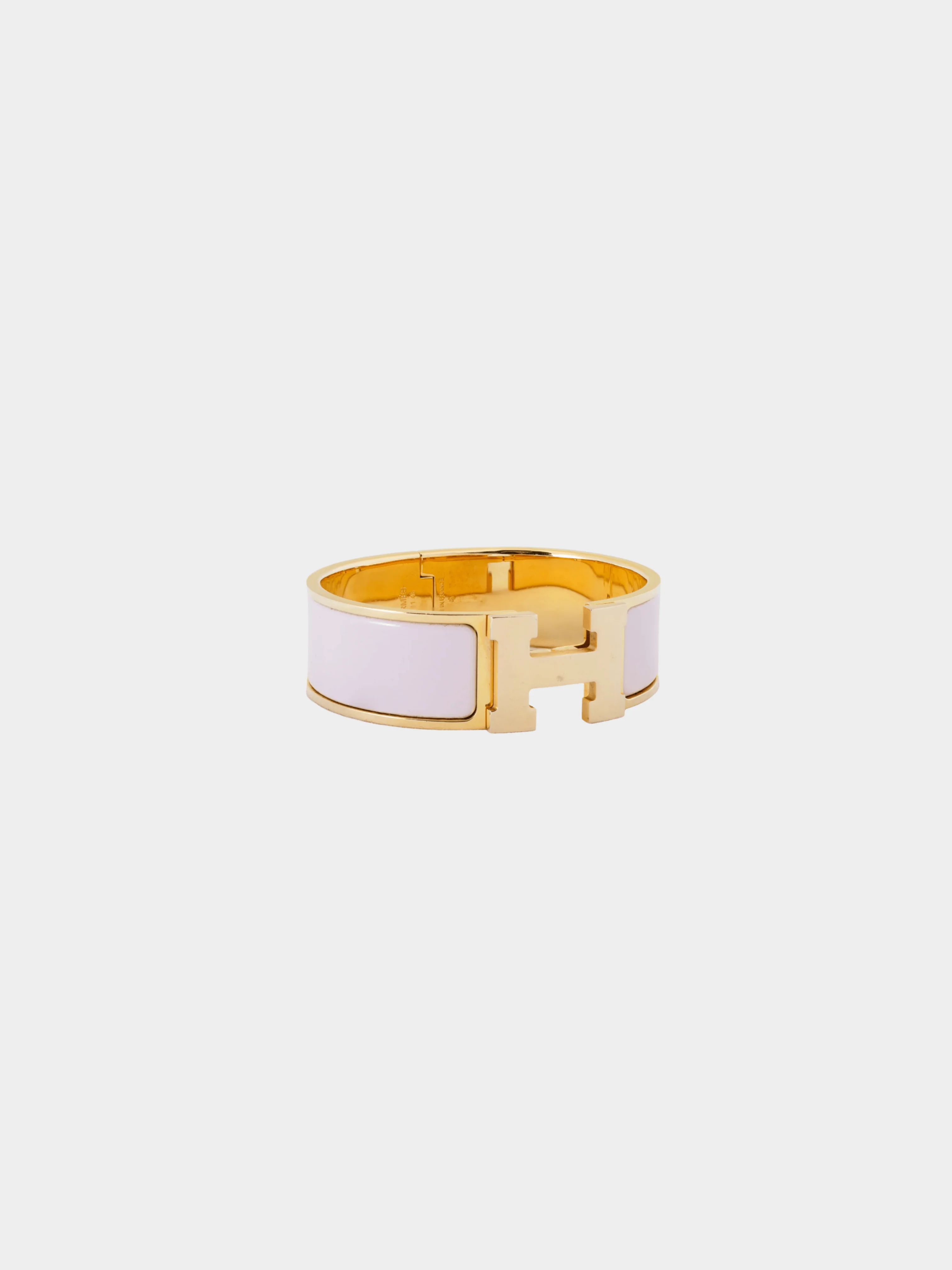 Hermes 2010s Clic H Rose Dragee Wide Enamel Bracelet