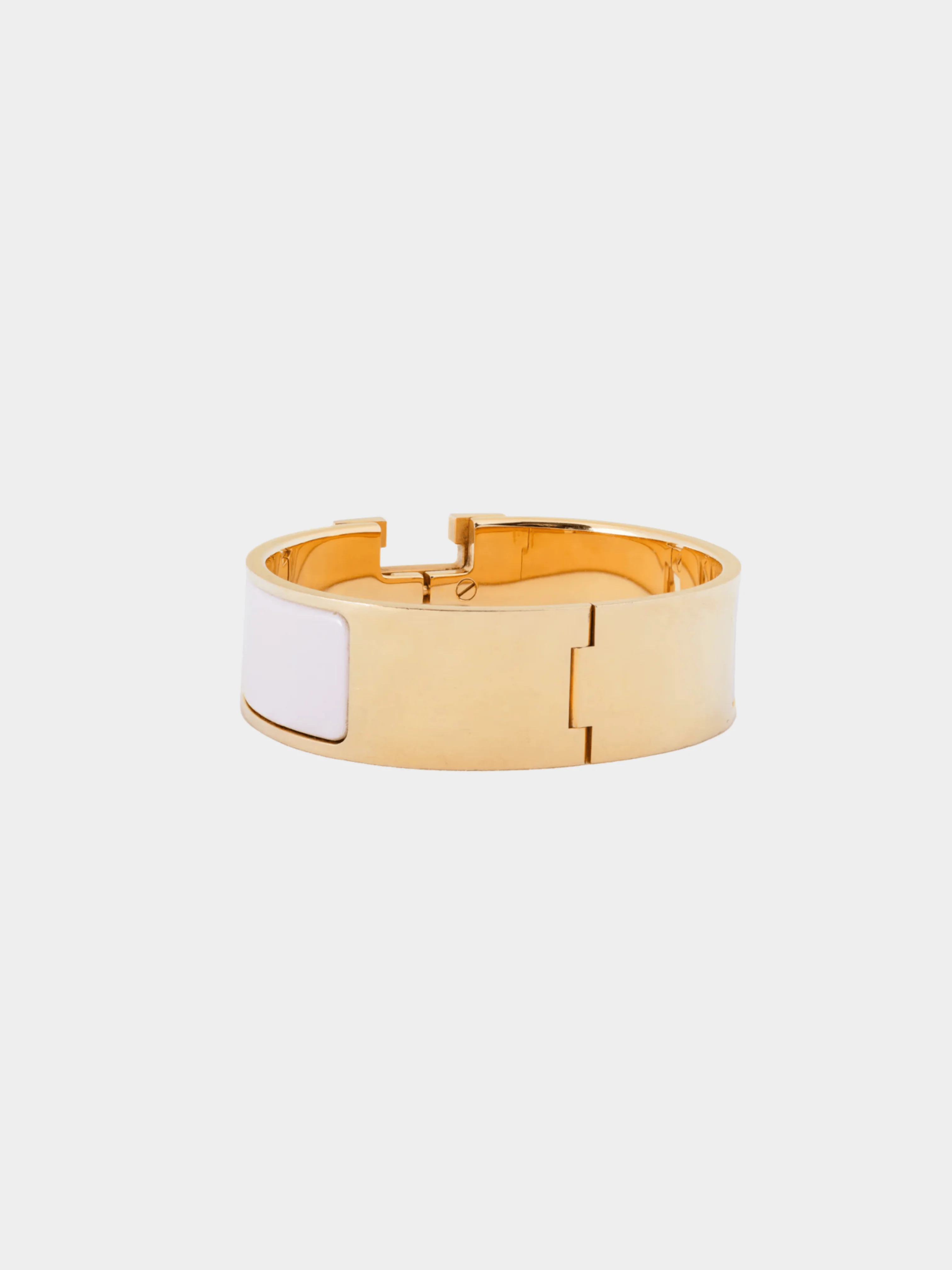 Hermes 2010s Clic H Rose Dragee Wide Enamel Bracelet - Image 2