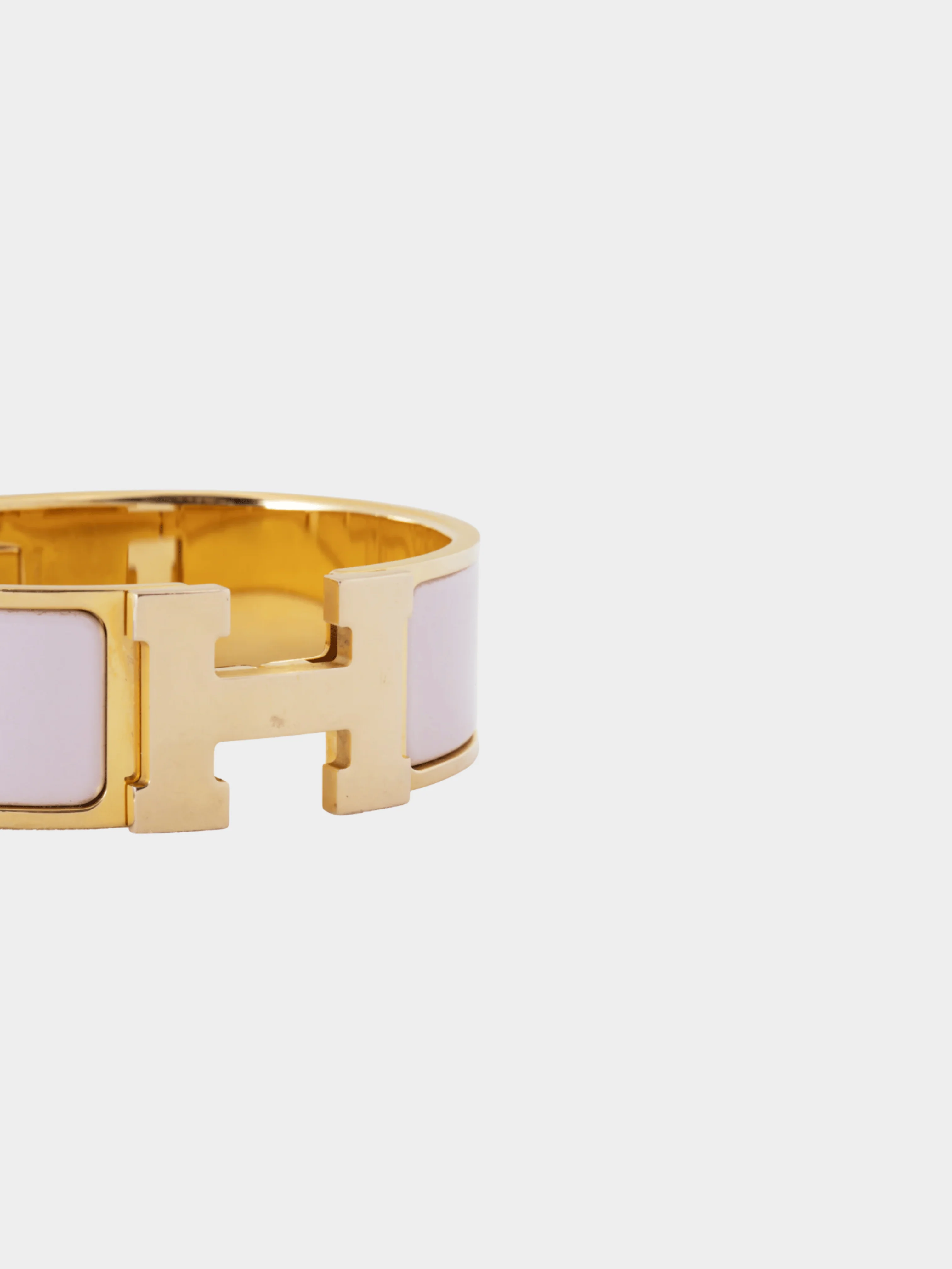 Hermes 2010s Clic H Rose Dragee Wide Enamel Bracelet - Image 3