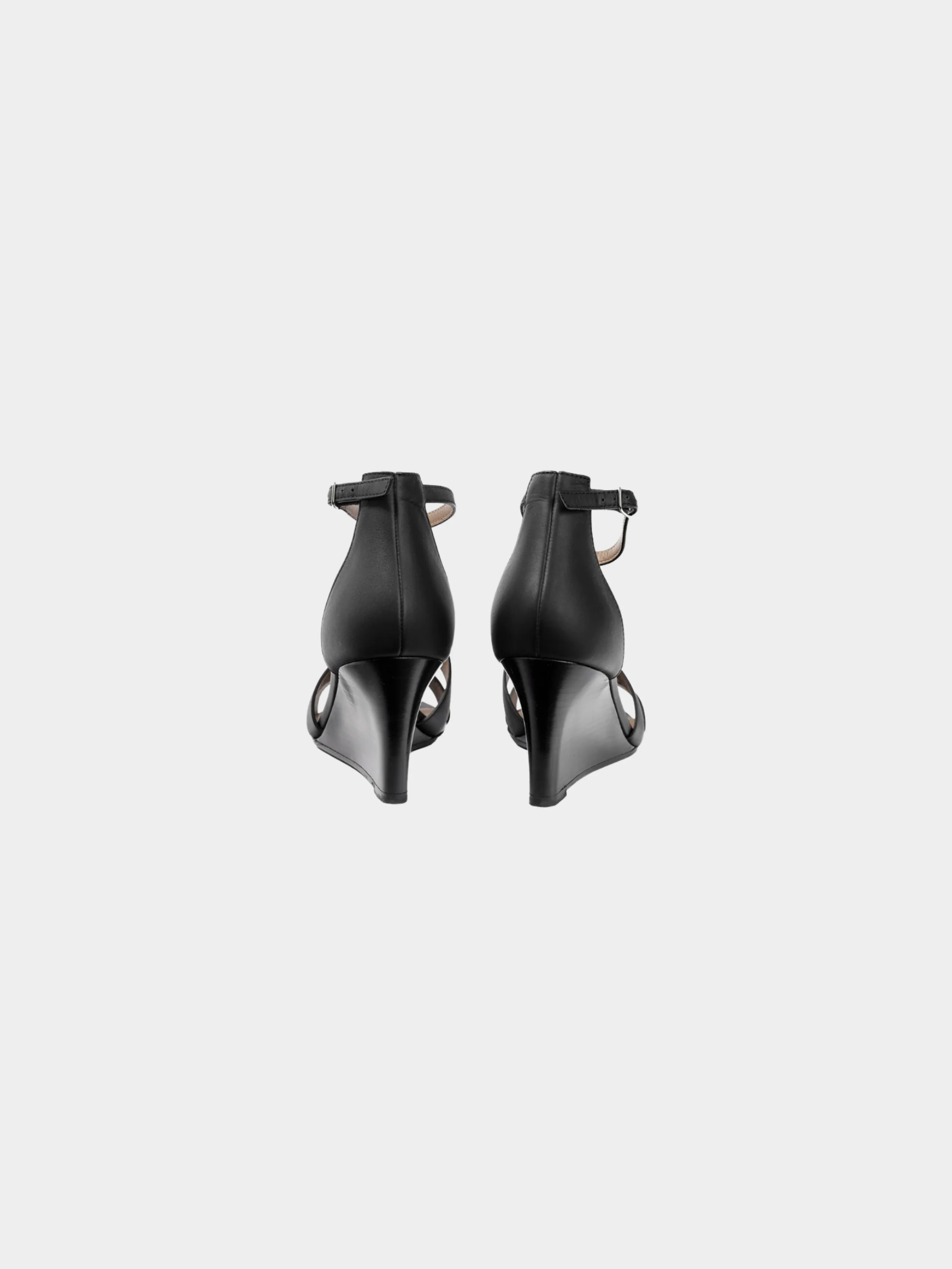 Hermes 2010s Legend Noir Calfskin "H" Wedge Sandals - Image 3