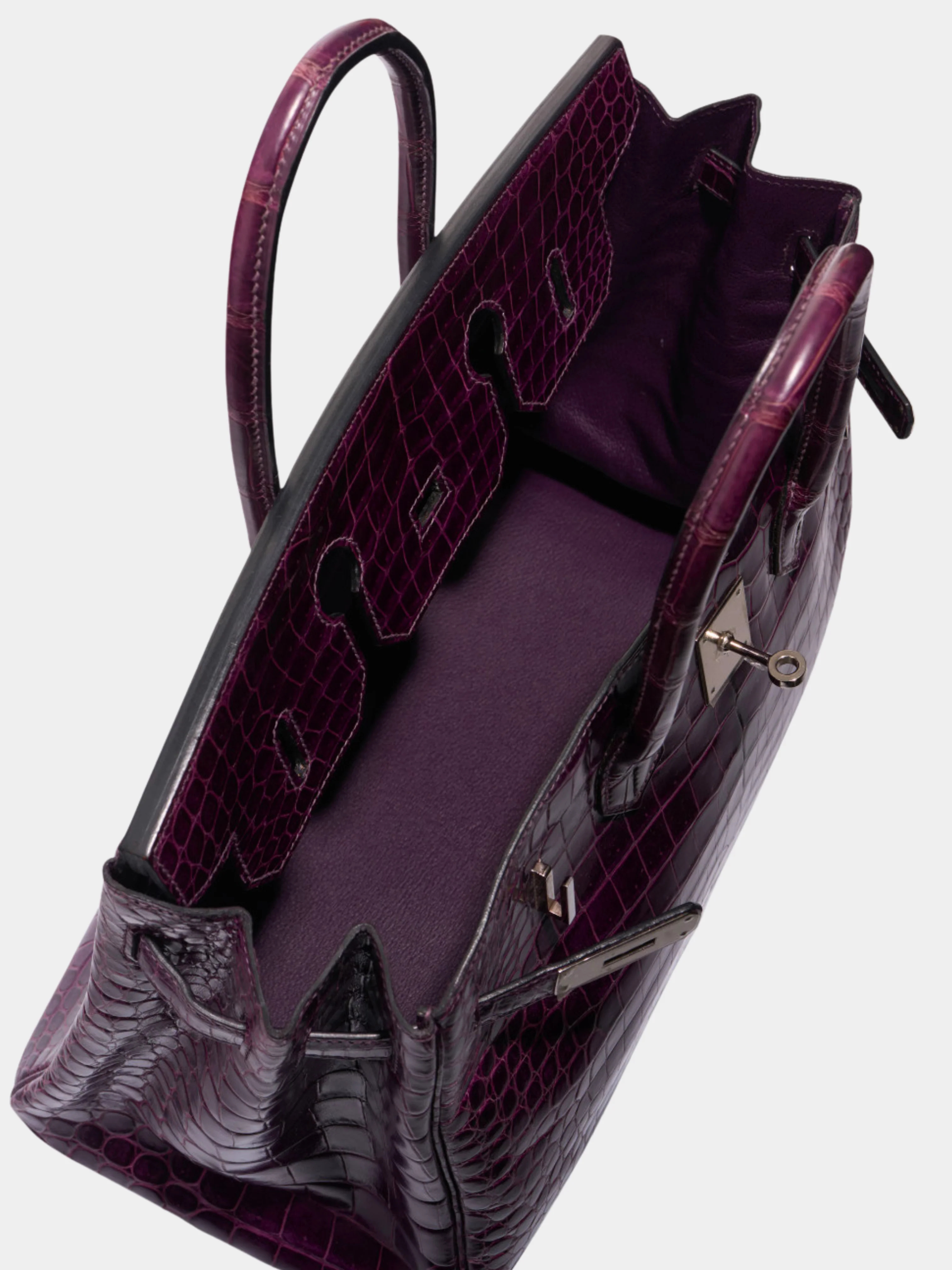 Hermès 2010s Violet Crocodile Niloticus Birkin 35 Bag - Image 4
