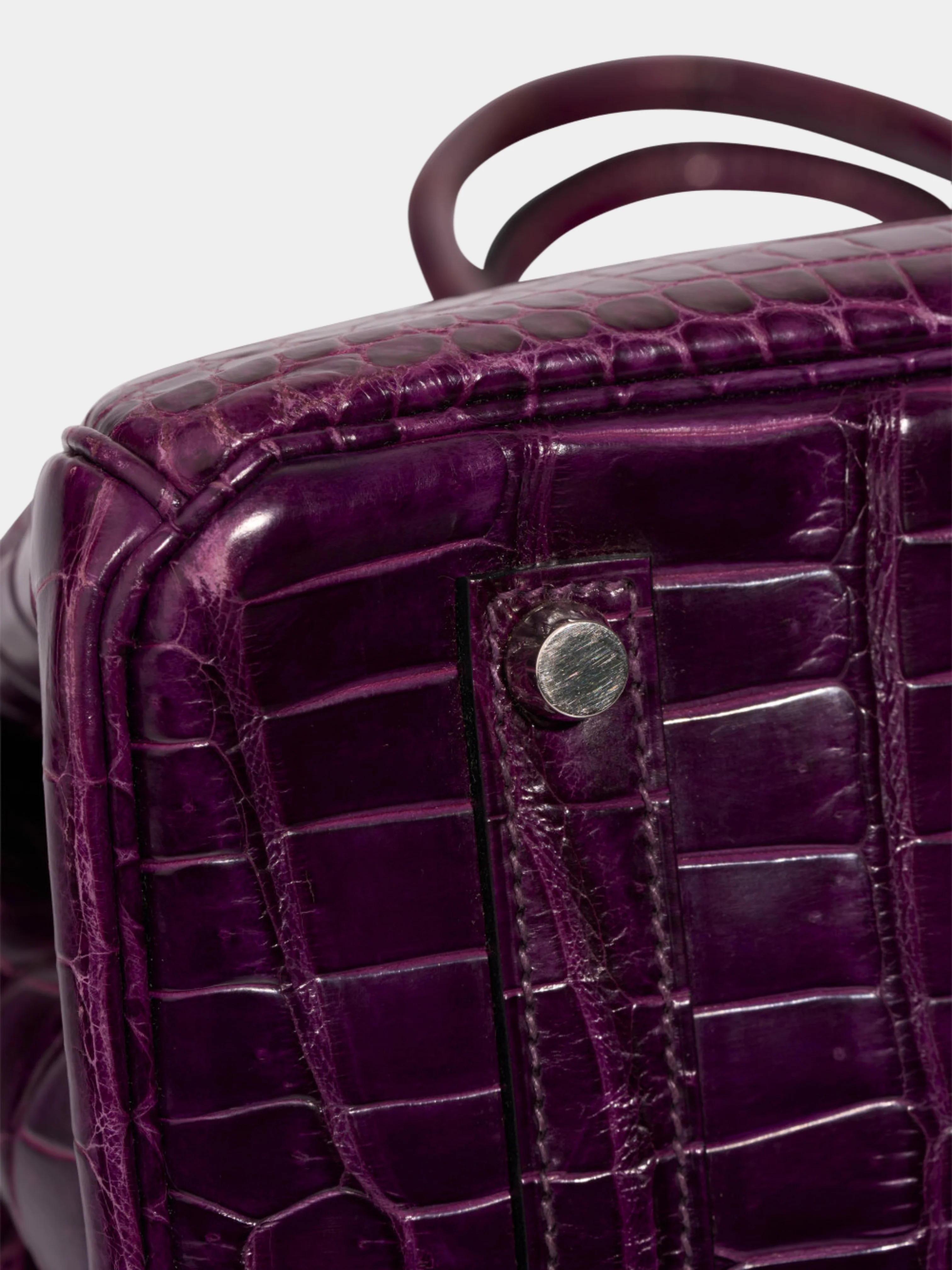 Hermès 2010s Violet Crocodile Niloticus Birkin 35 Bag - Image 5