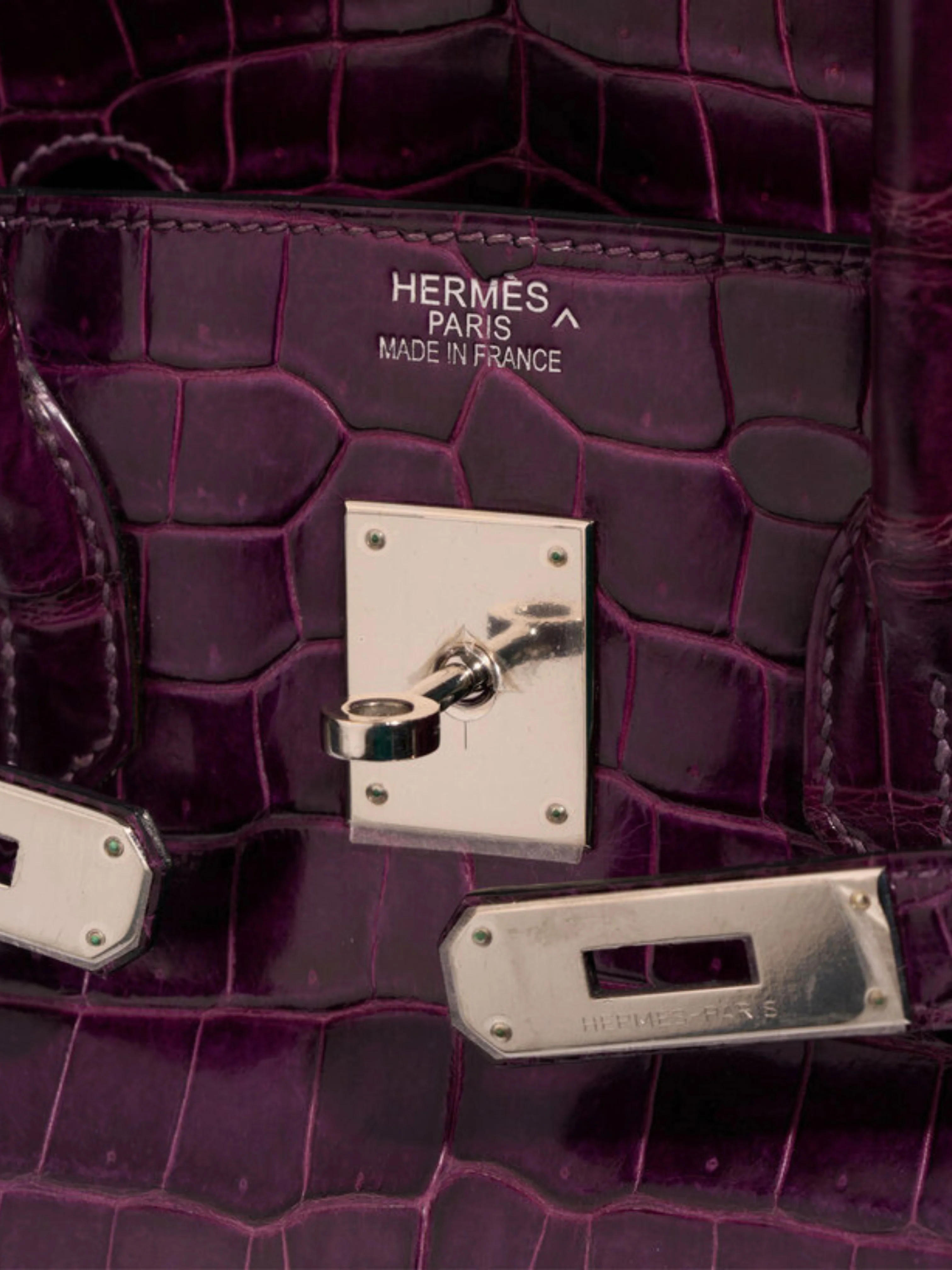 Hermès 2010s Violet Crocodile Niloticus Birkin 35 Bag - Image 7
