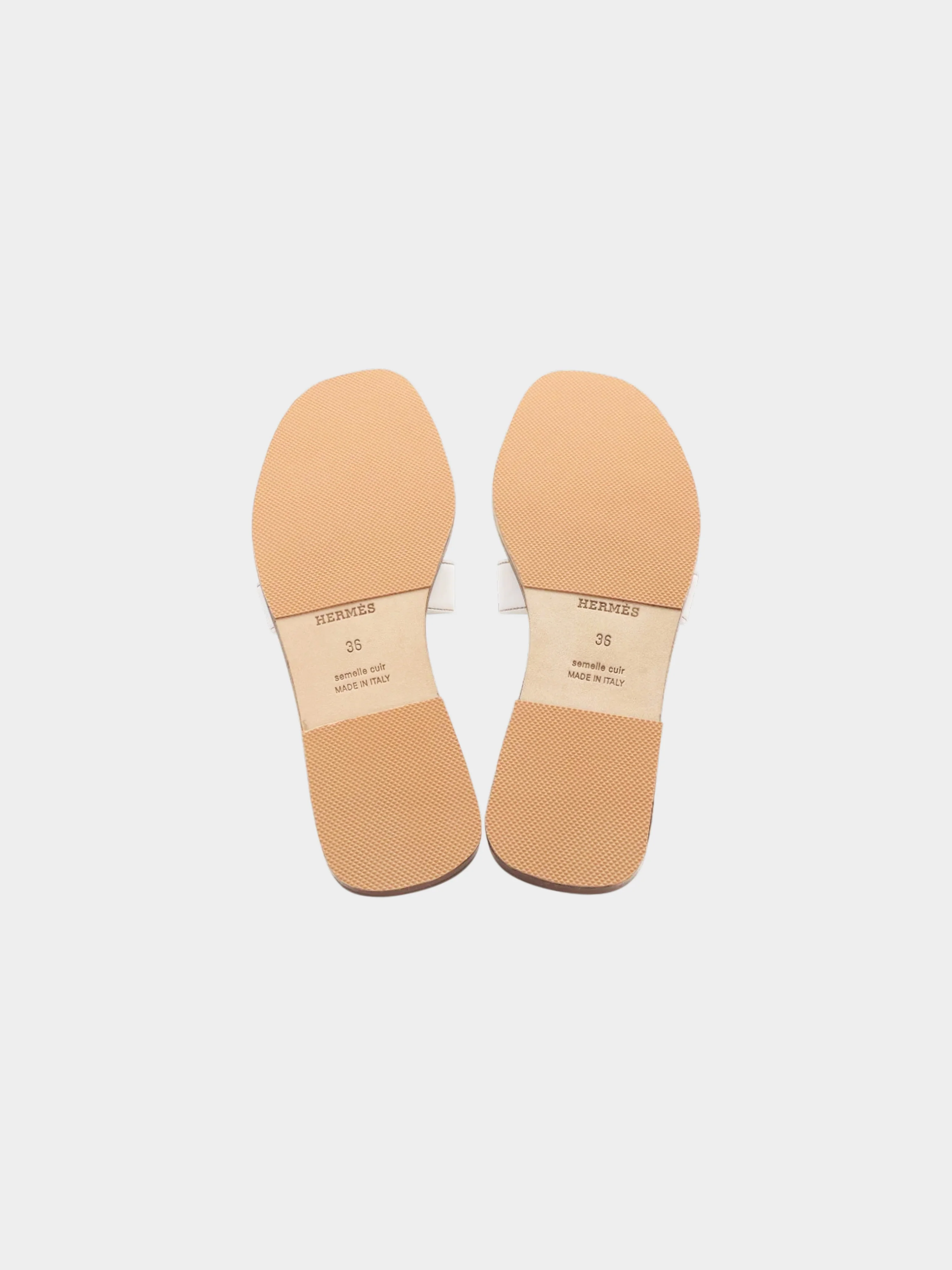 Hermes 2010s White Oran Leather Sandals - Image 5