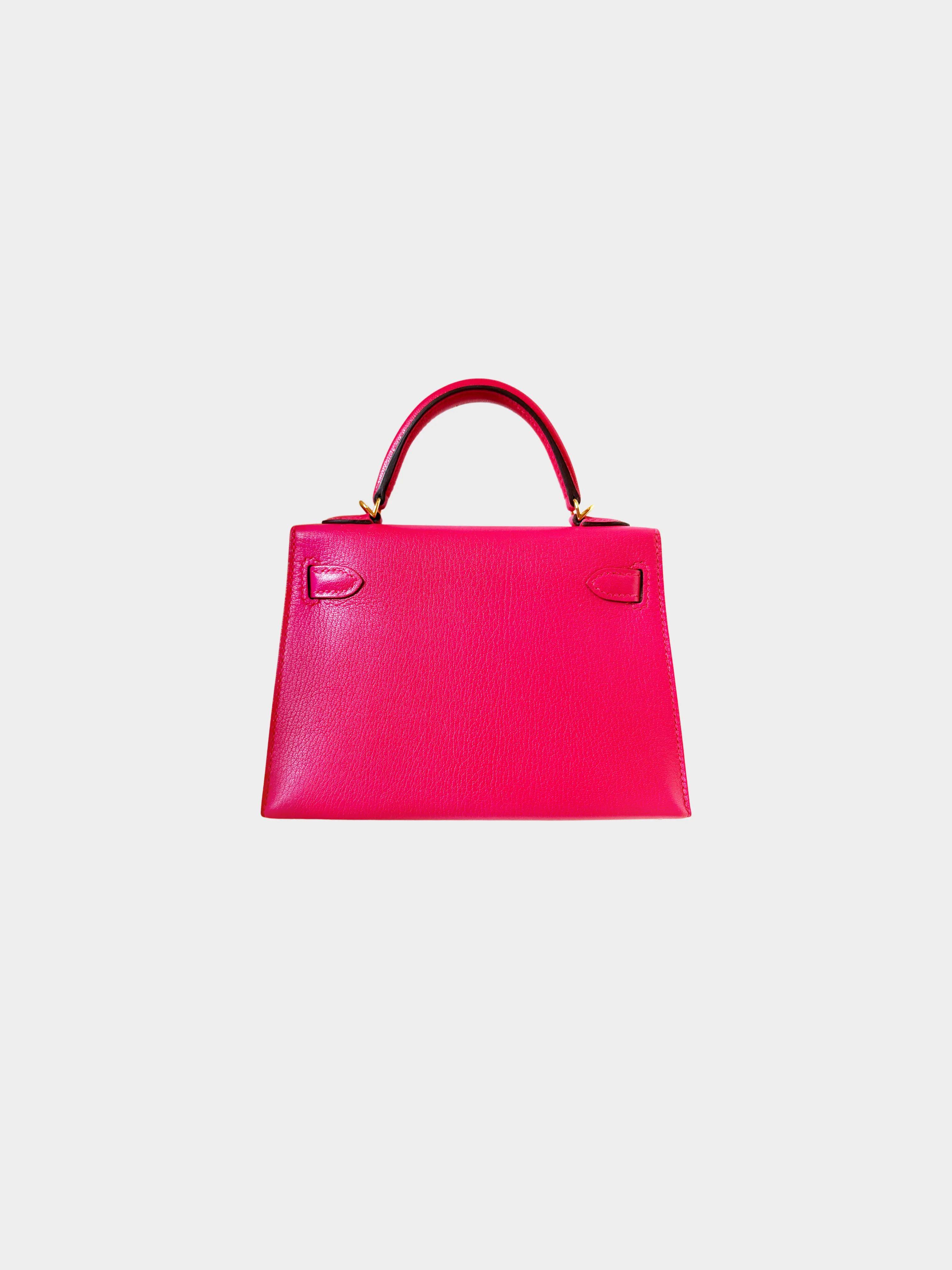 Hermès 2020 Rose Extreme Chèvre Chamkila Mini Kelly 20 Sellier GHW - Image 2