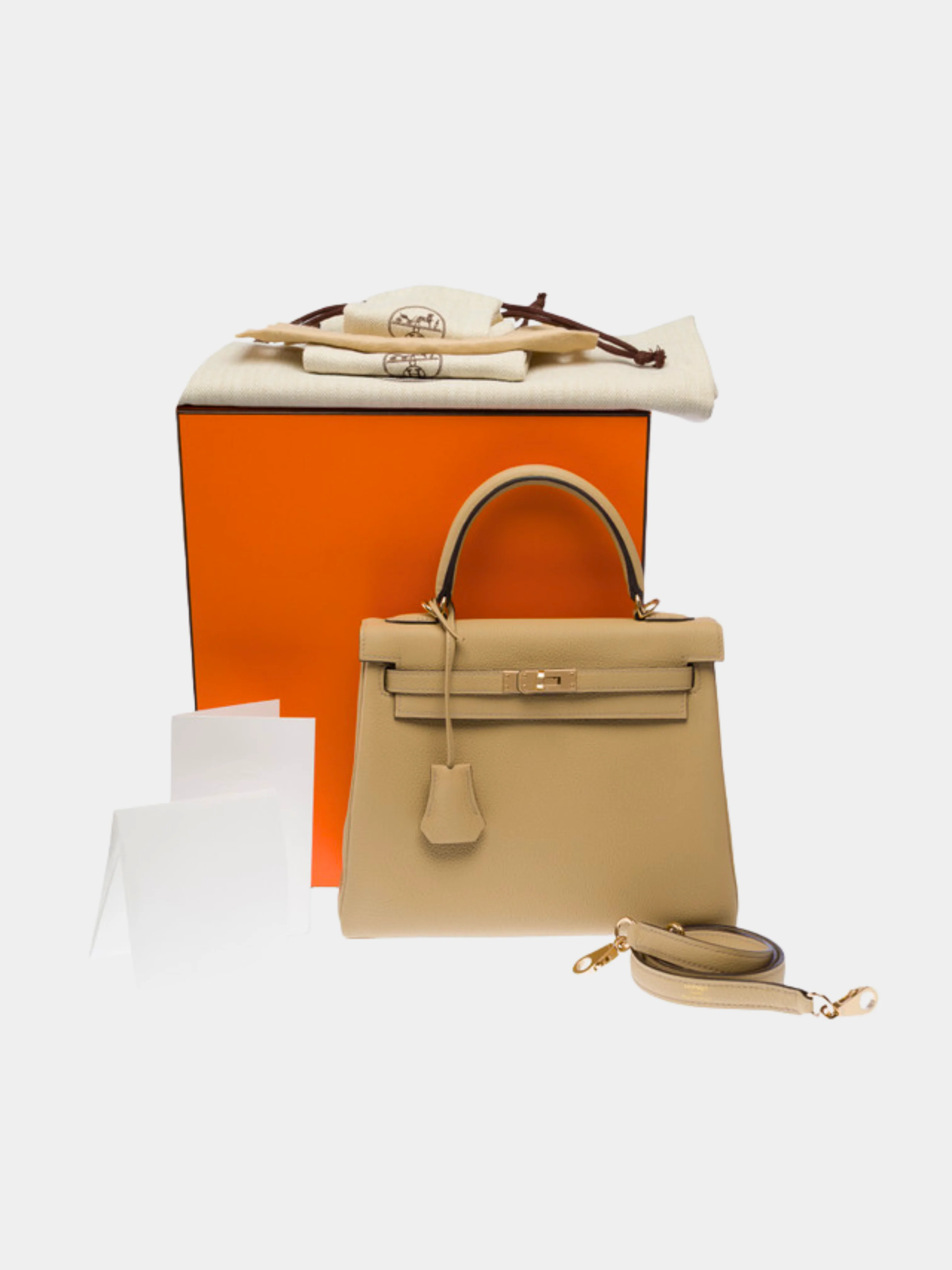 Hermès 2020s Beige Togo Kelly 25 Retourne Bag - Image 9