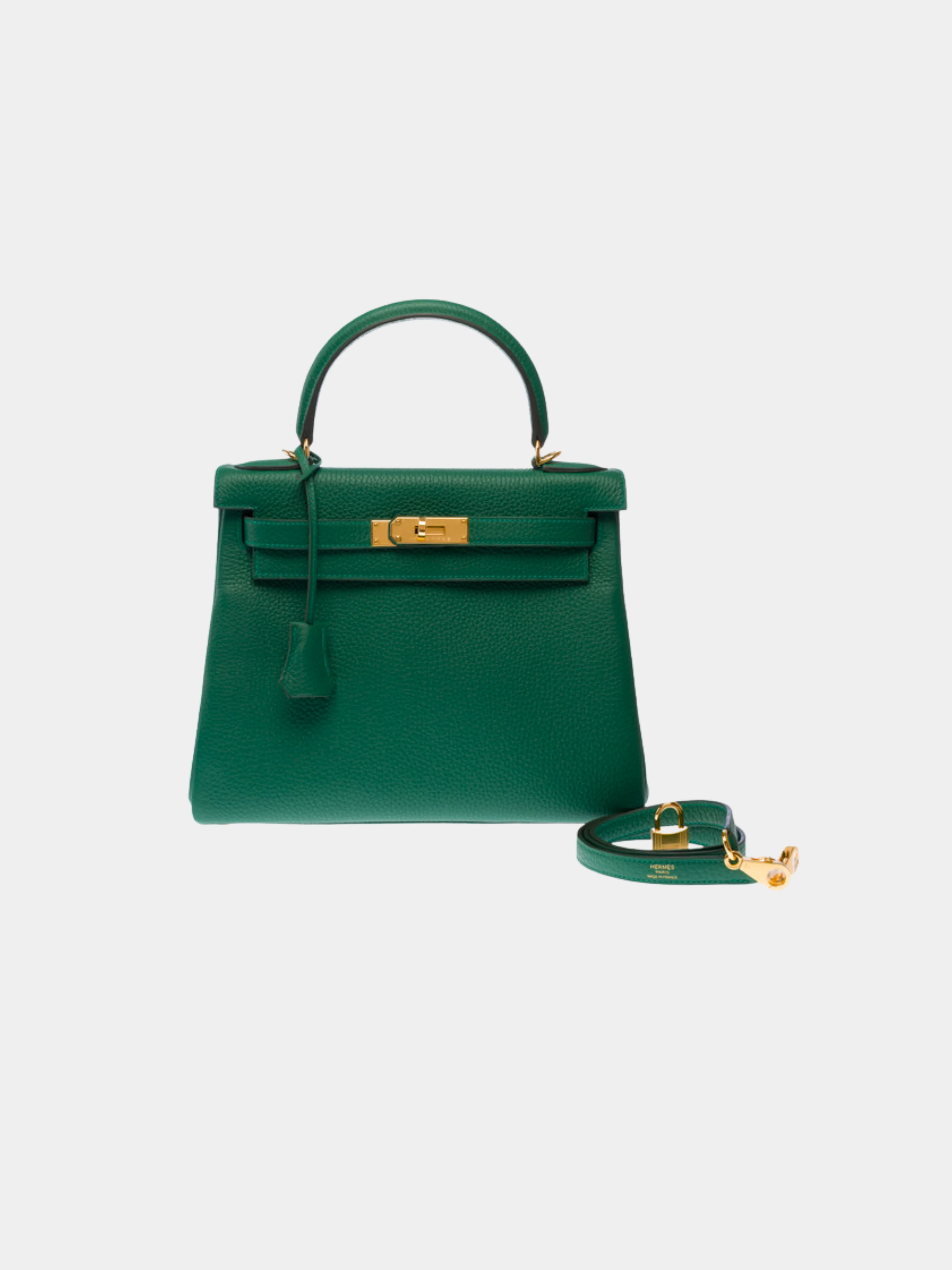 Hermès 2020s Green Taurillon Clémence Kelly 28 Retourne Bag