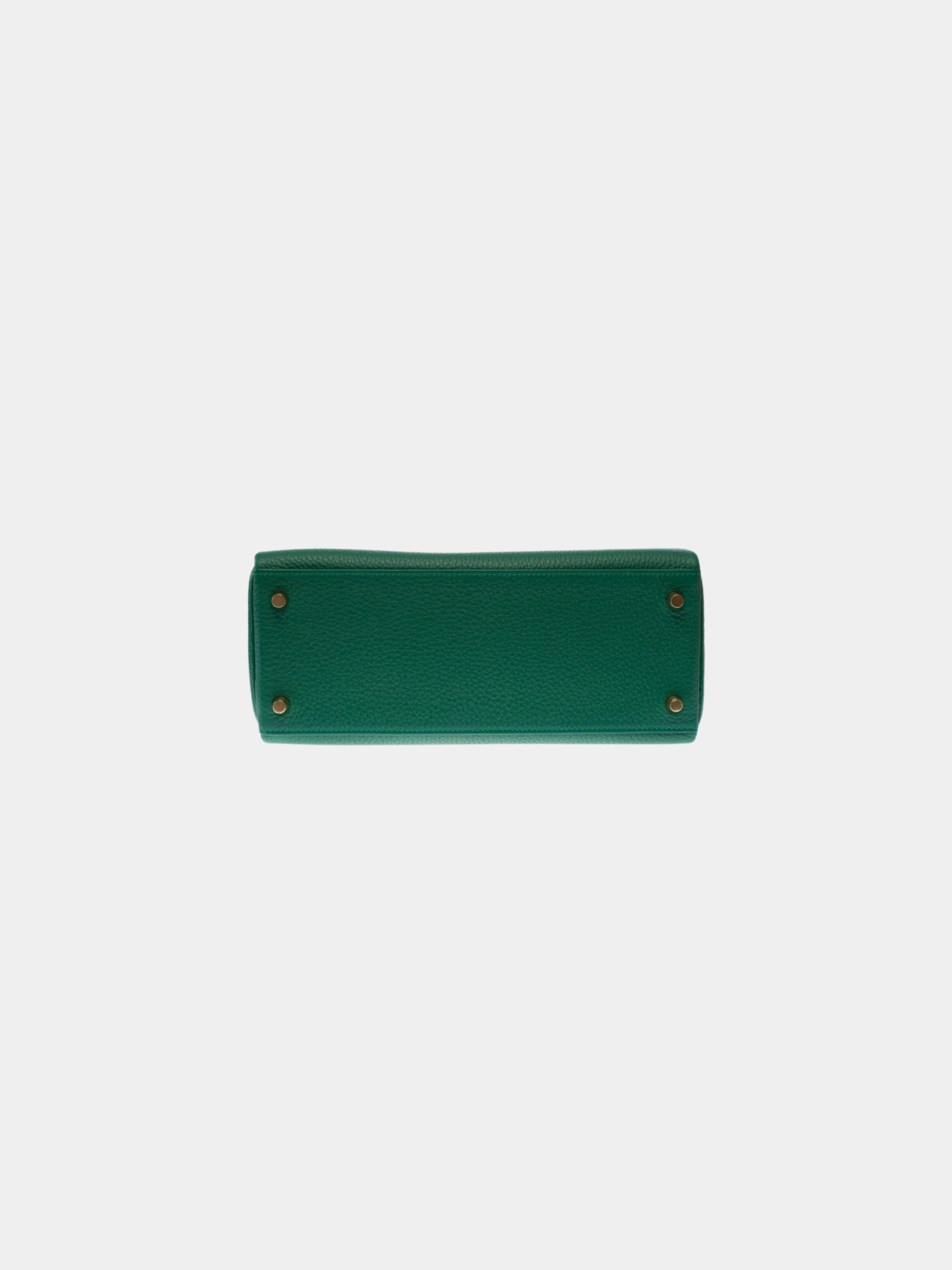 Hermès 2020s Green Taurillon Clémence Kelly 28 Retourne Bag - Image 6