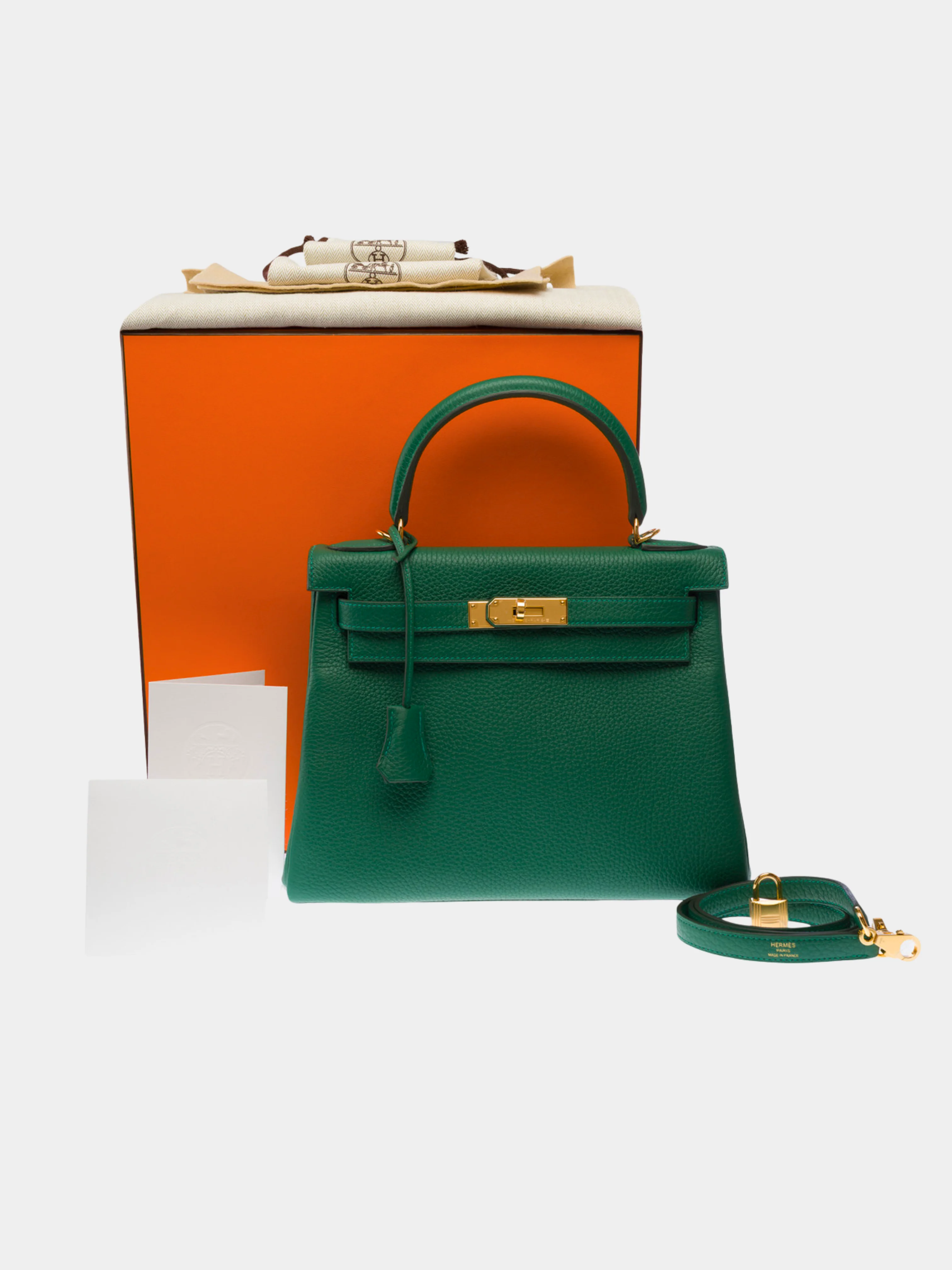 Hermès 2020s Green Taurillon Clémence Kelly 28 Retourne Bag - Image 7