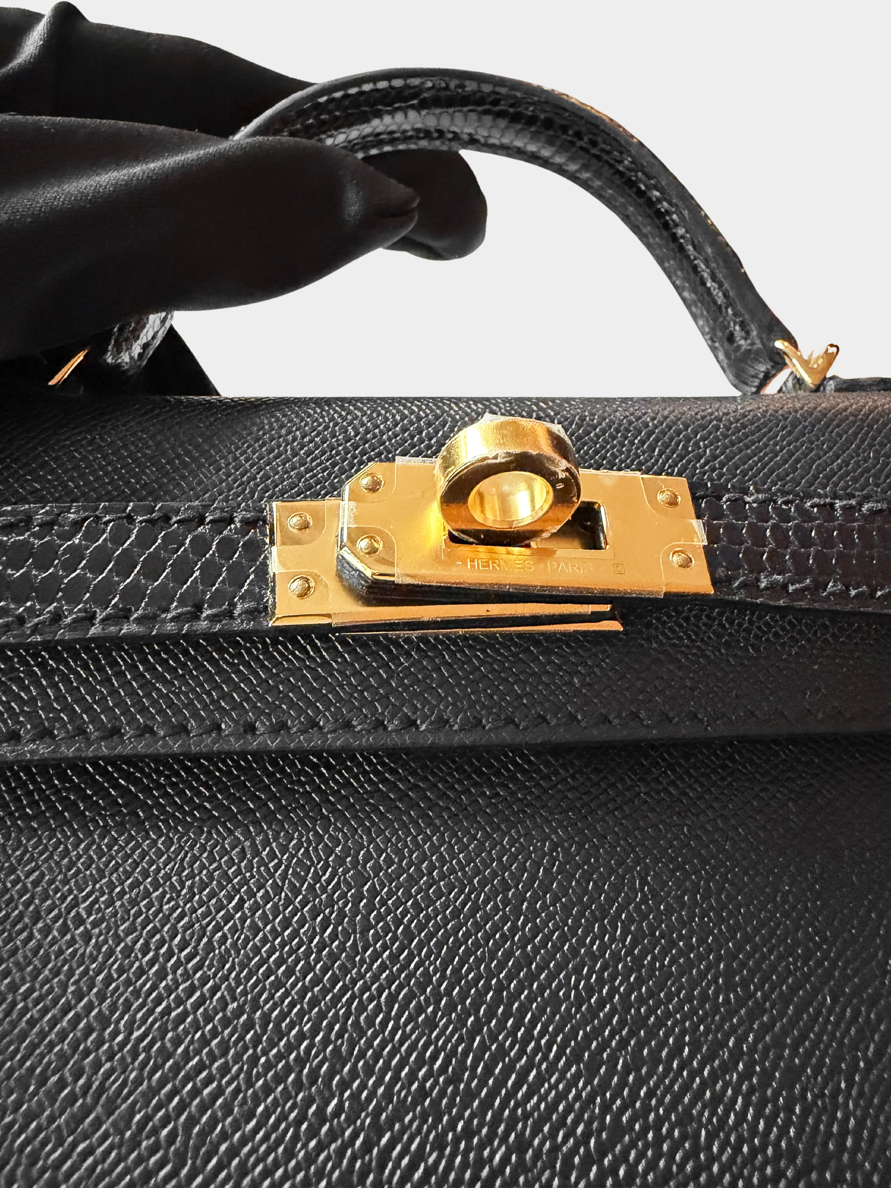 Hermès 2024 Black Madame Lizard Touch Kelly 20 GHW - Image 3