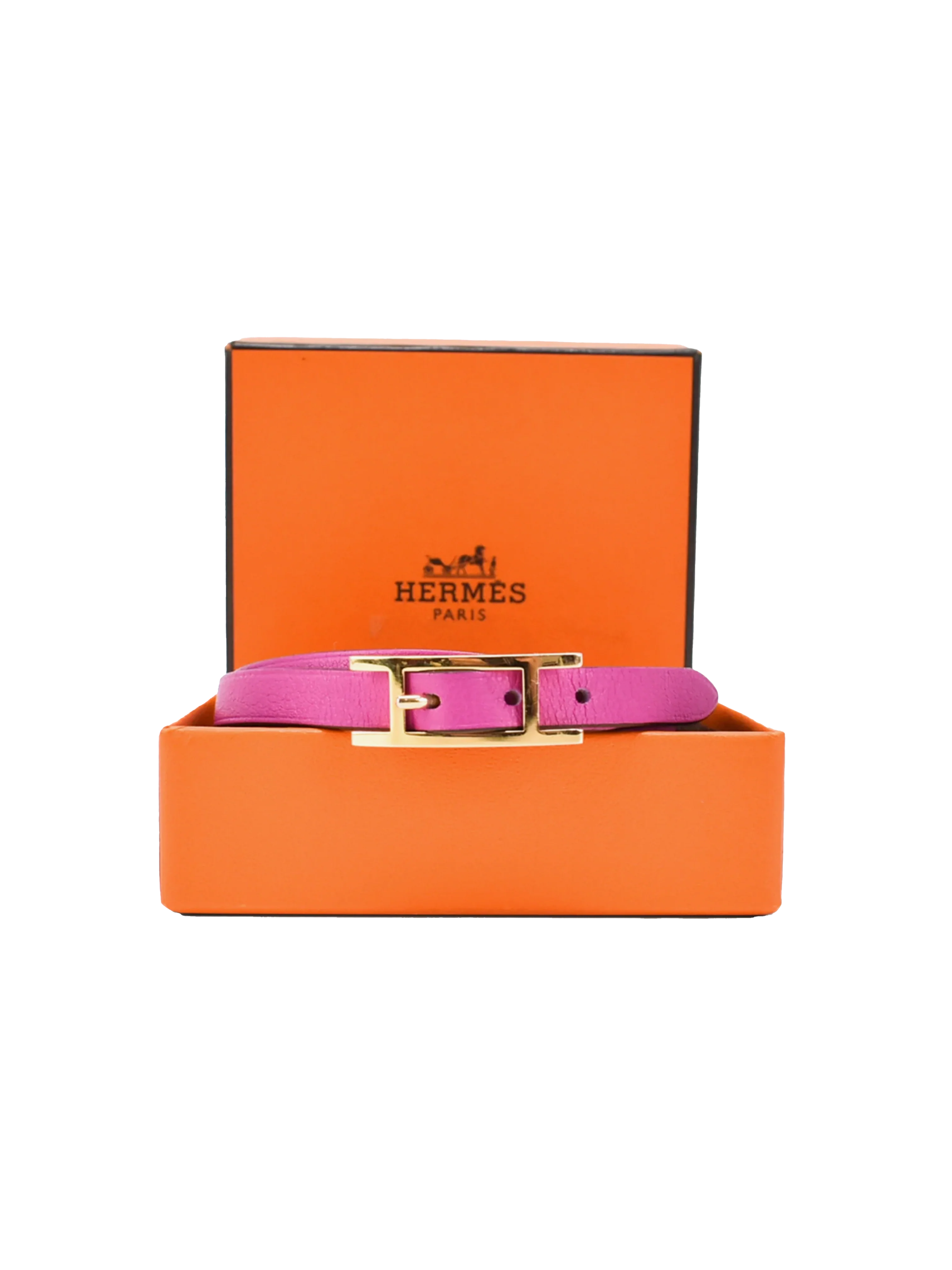 Hermès Magenta 2020s Leather Hapi T2 Wrap Bracelet - Image 3