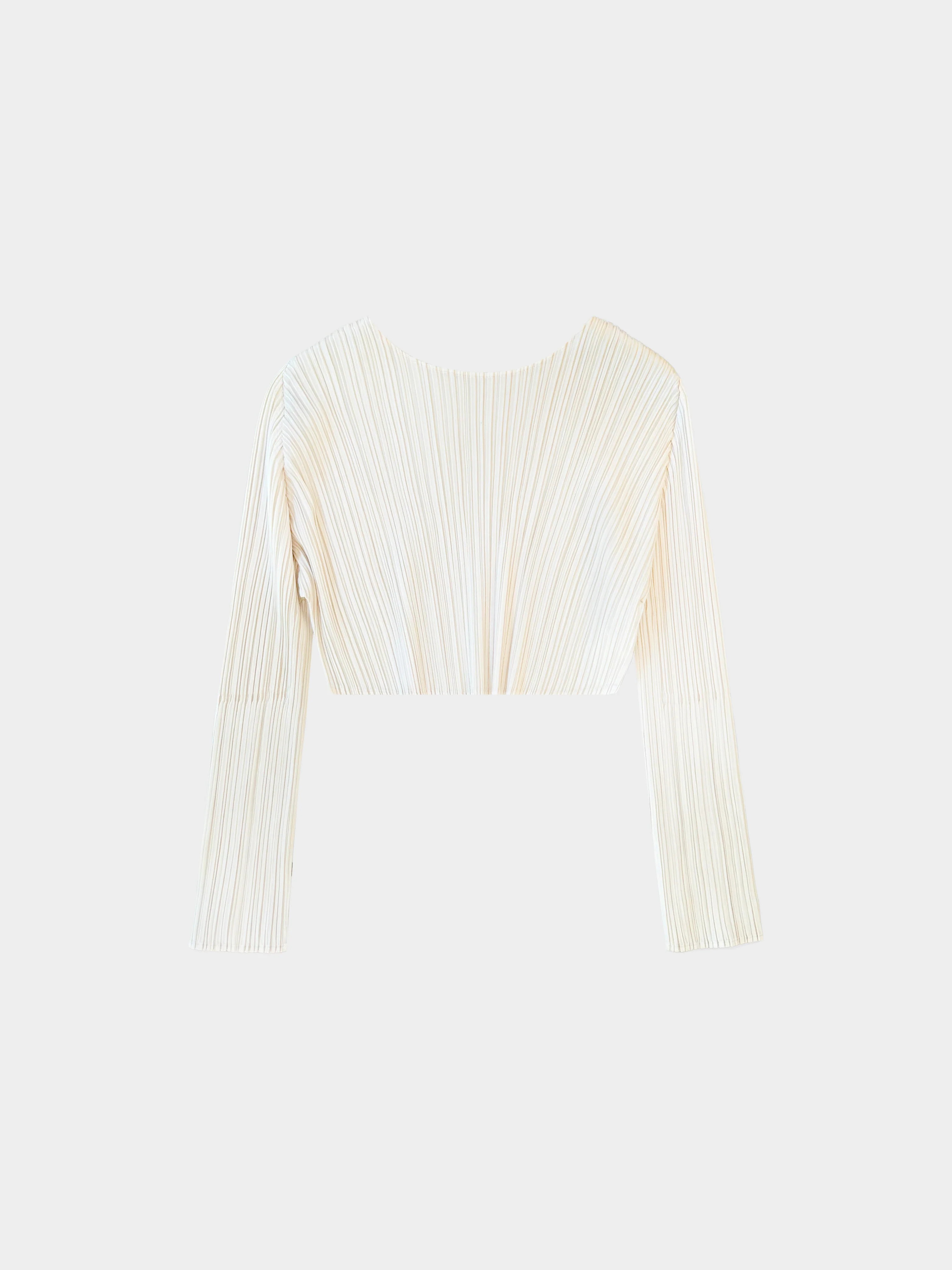 Issey Miyake 2021 Beige Long Sleeve Cropped Top