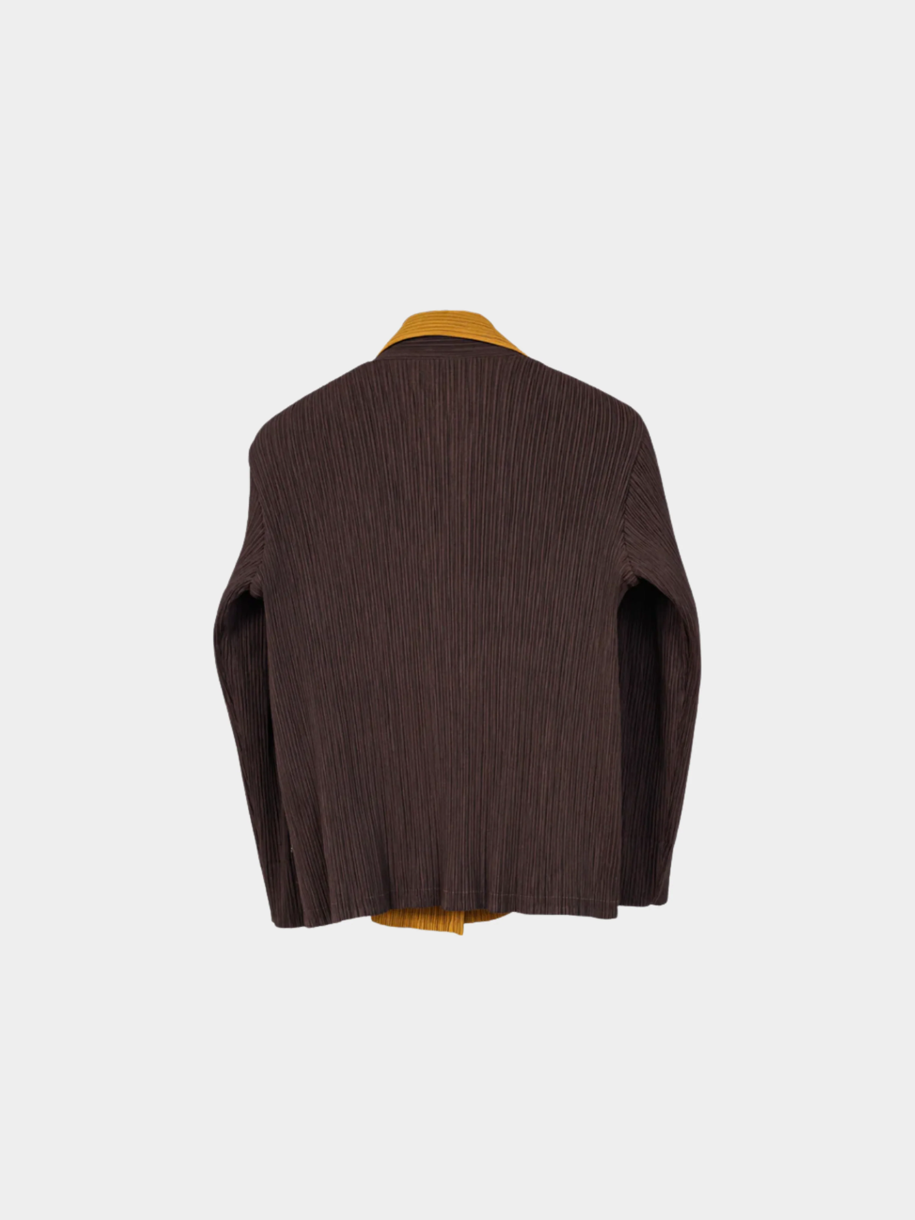 Issey Miyake 2000s Brown Pleated-Satin Blazer - Image 2