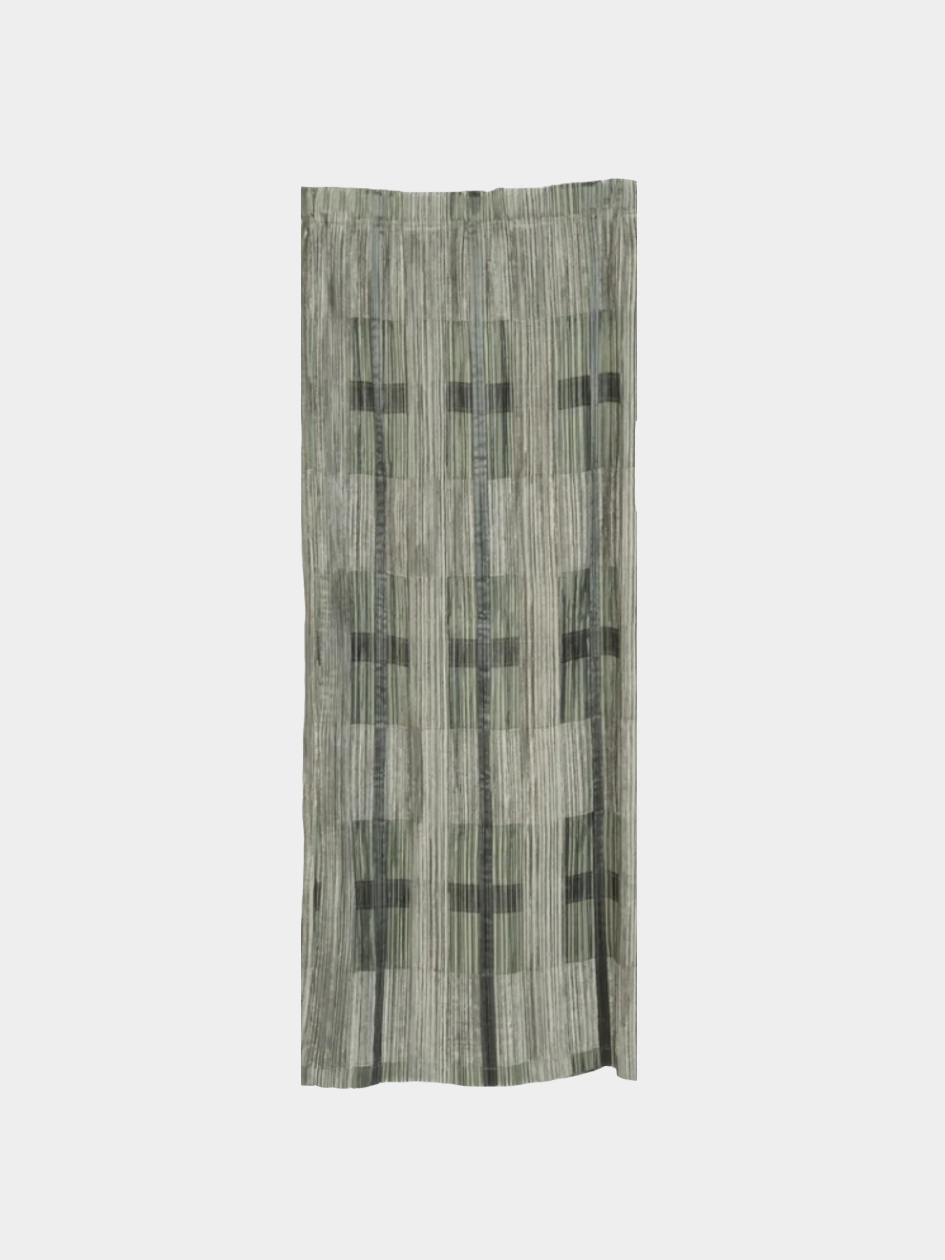 Issey Miyake 2000s Green Velvet and Satin Plaid Pleated Maxi Skirt - Image 2