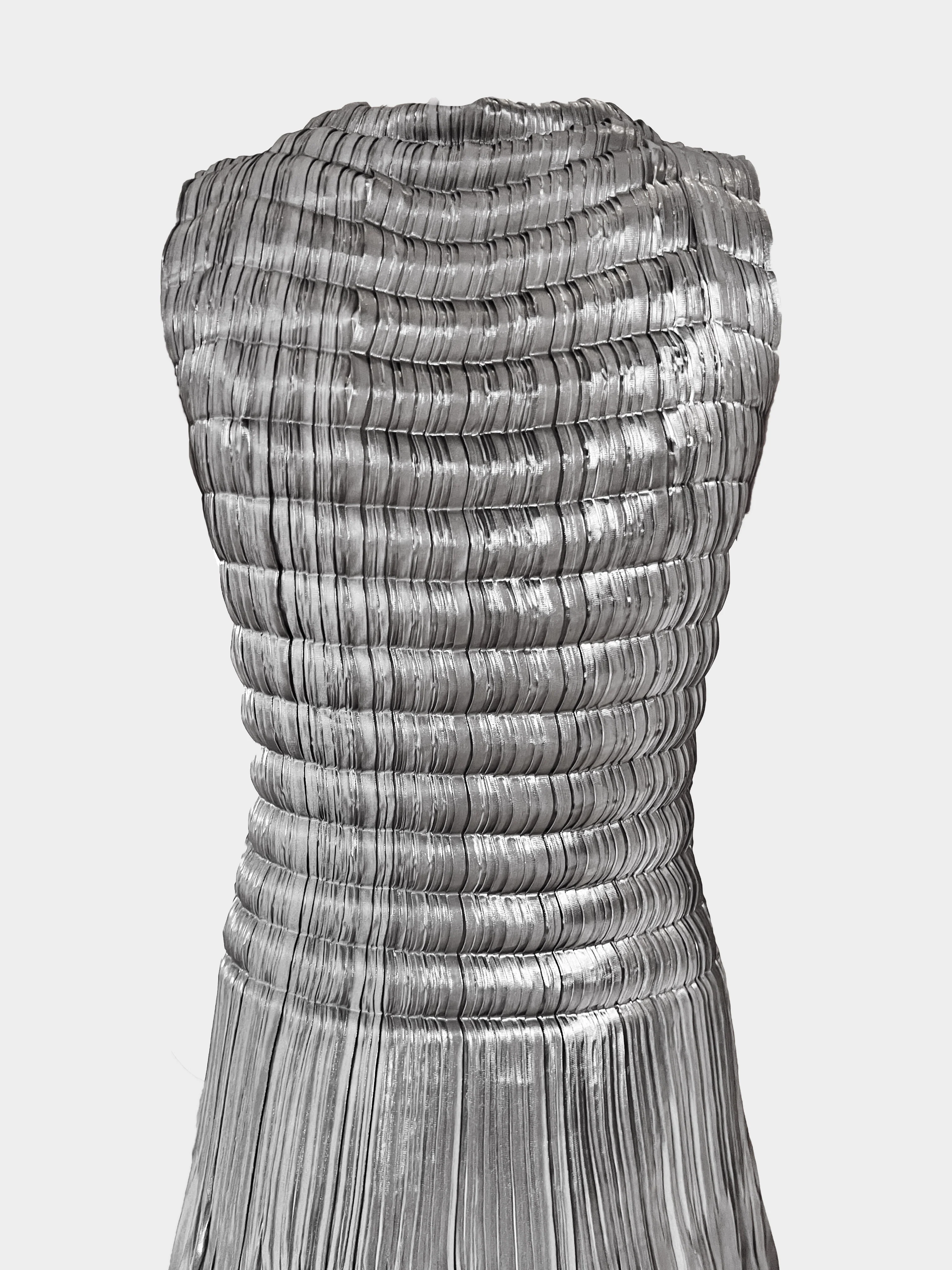 Issey Miyake SS 2003 Metallic Silver Double Pleated Dress - Image 3