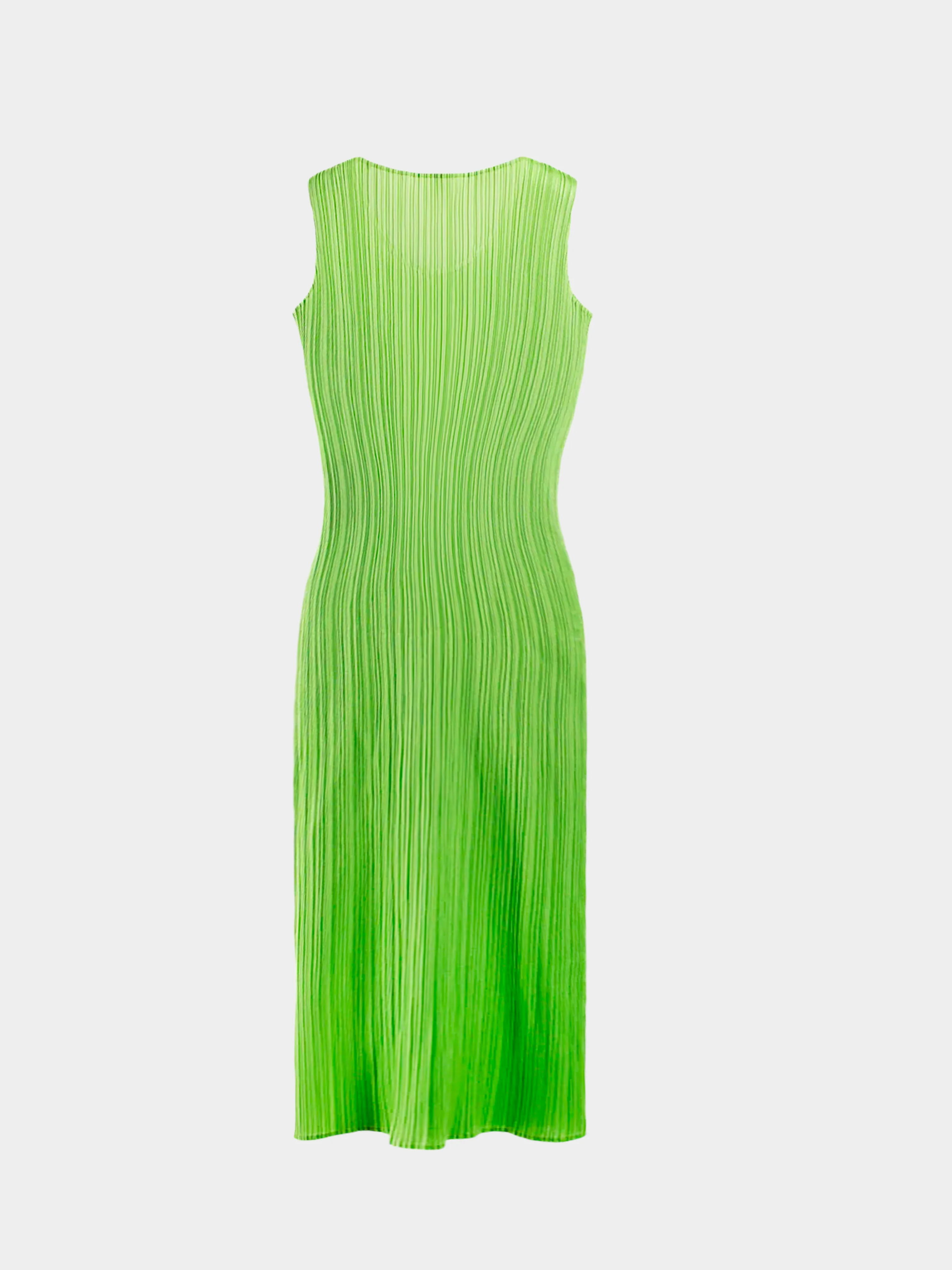 Issey Miyake 2000s Pleats Please Lime Dress - Image 2