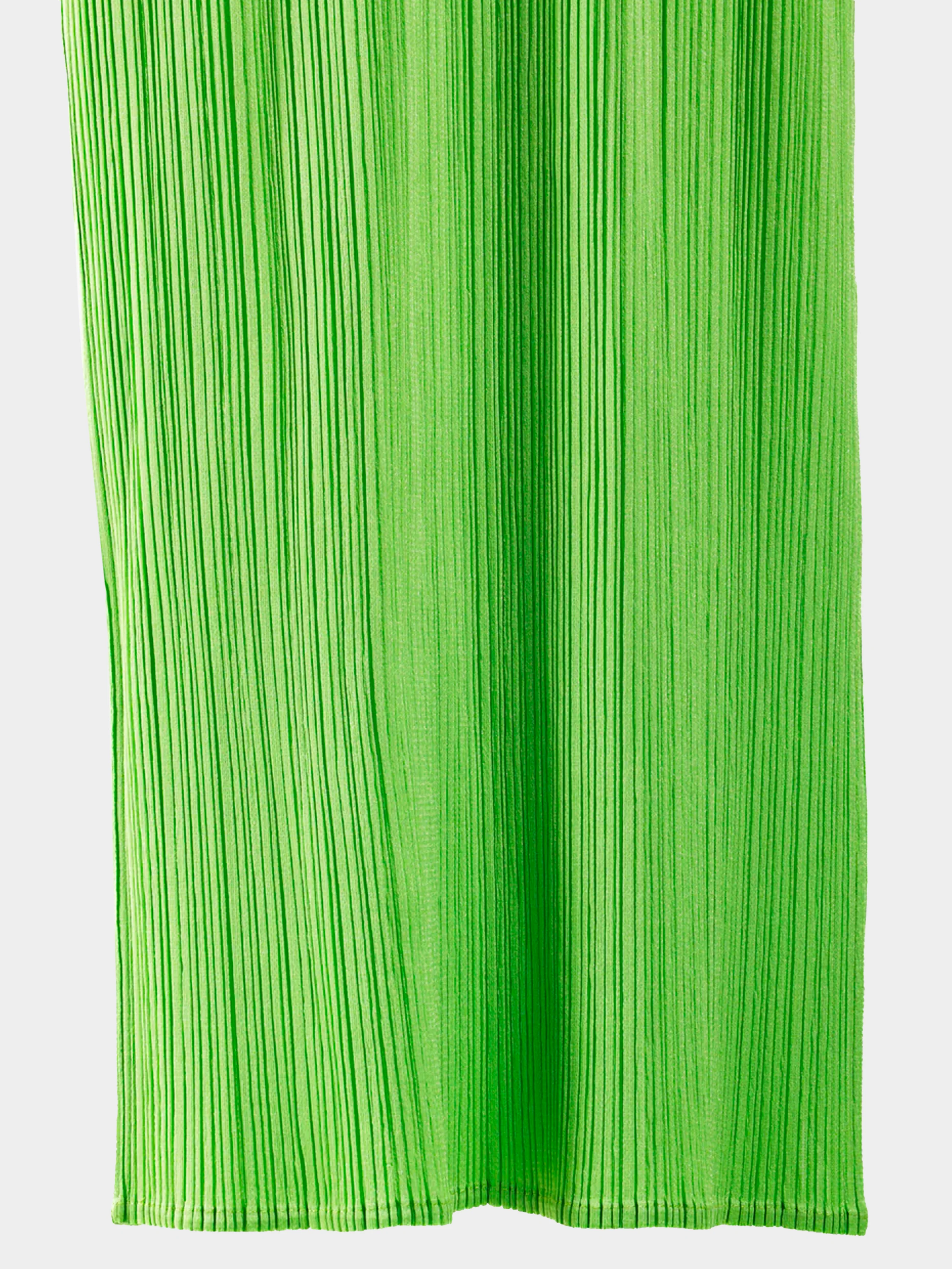 Issey Miyake 2000s Pleats Please Lime Dress - Image 3