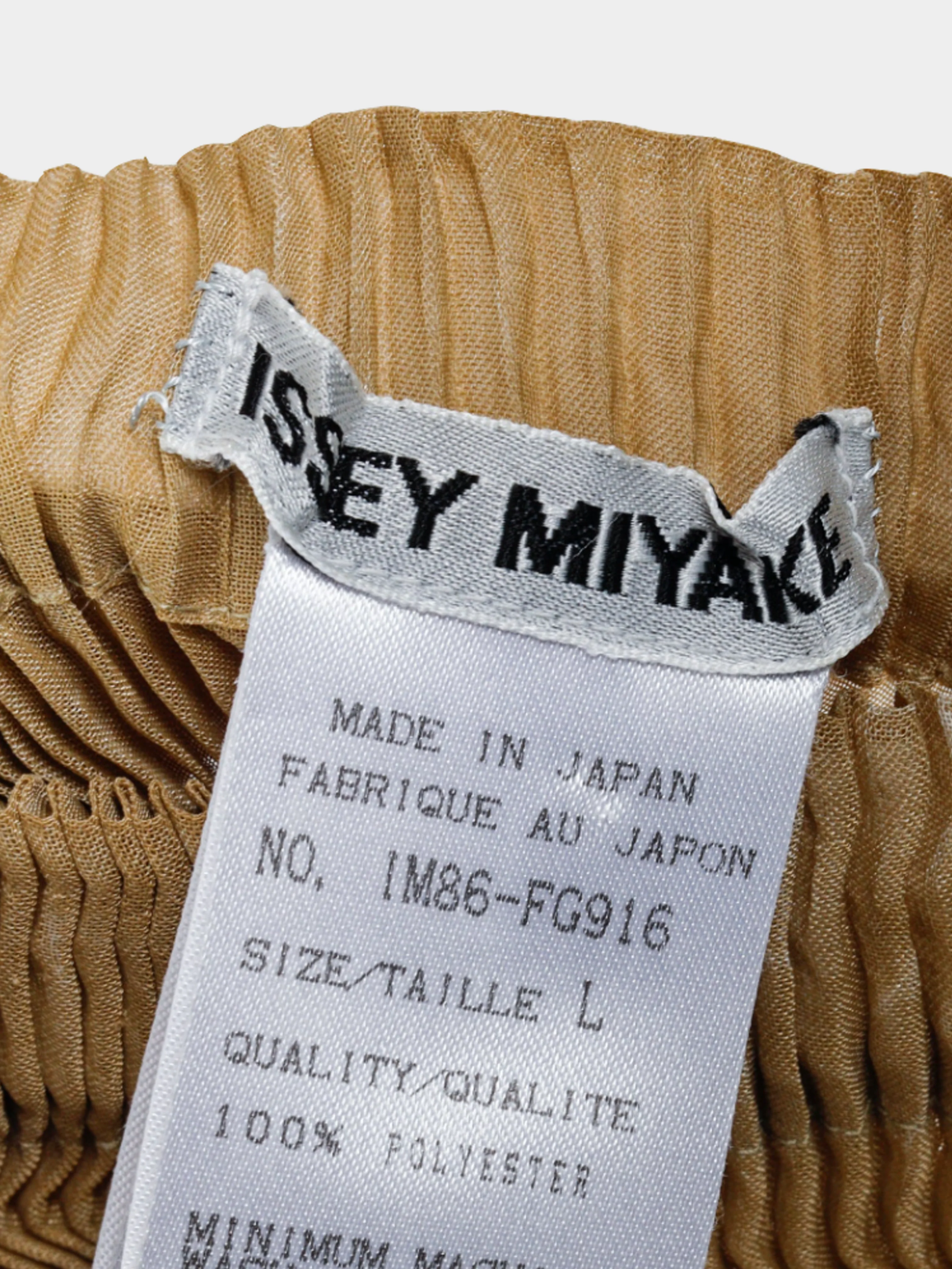 Issey Miyake 2000s Tan Printed Zigzag Texture Pleated Skirt - Image 4