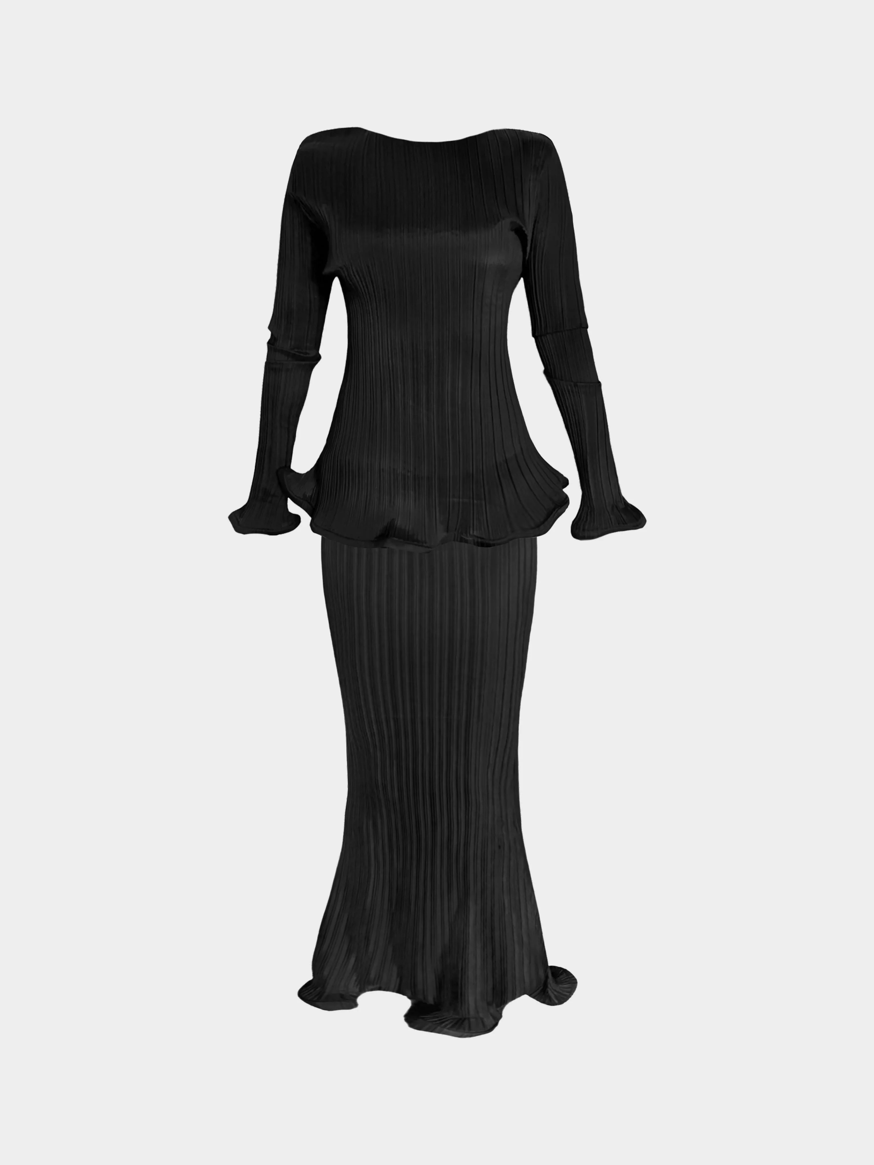 Issey Miyake 2010s Pleats Please Black Pleated Top and Skirt Set - Image 2