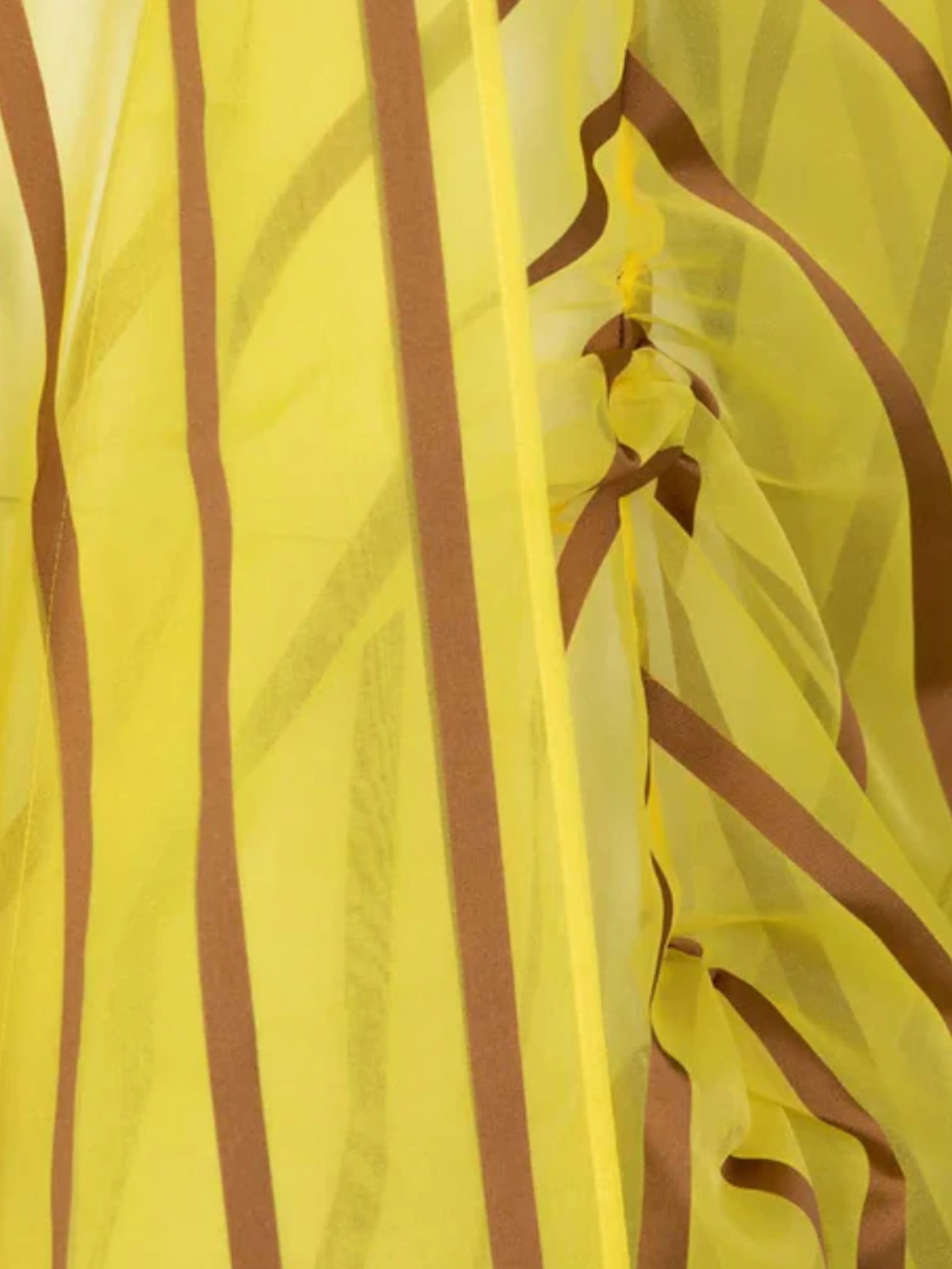 Issey Miyake 2021 Yellow Organza Brown Striped Dress - Image 3