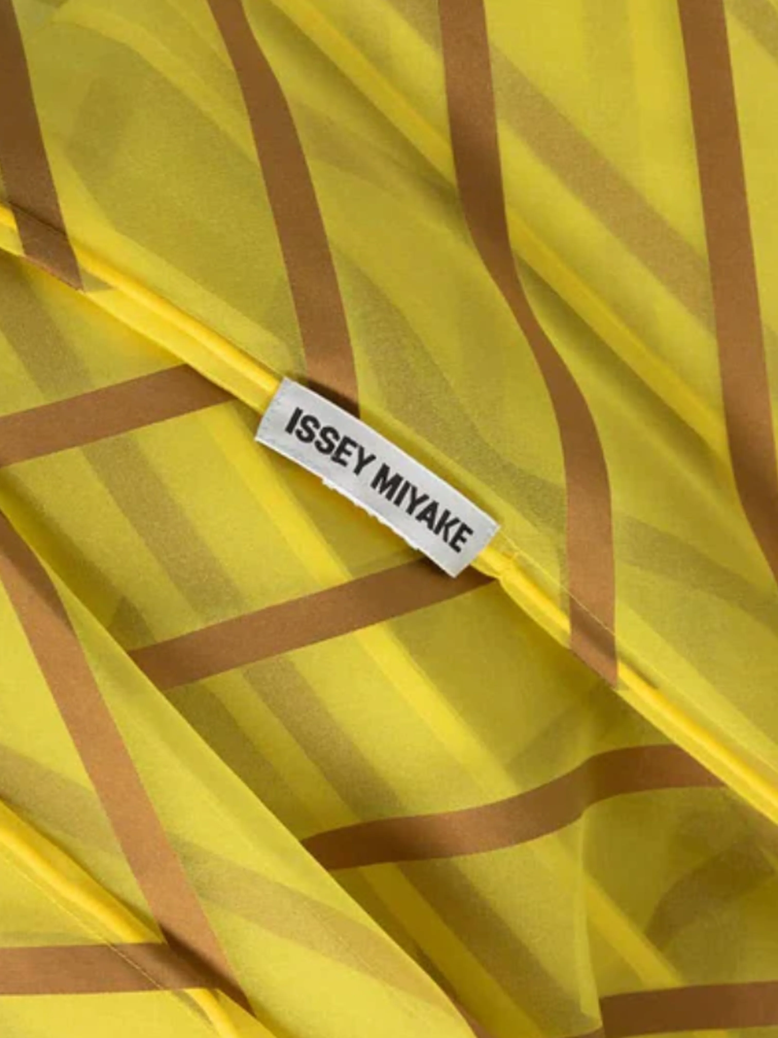 Issey Miyake 2021 Yellow Organza Brown Striped Dress - Image 4