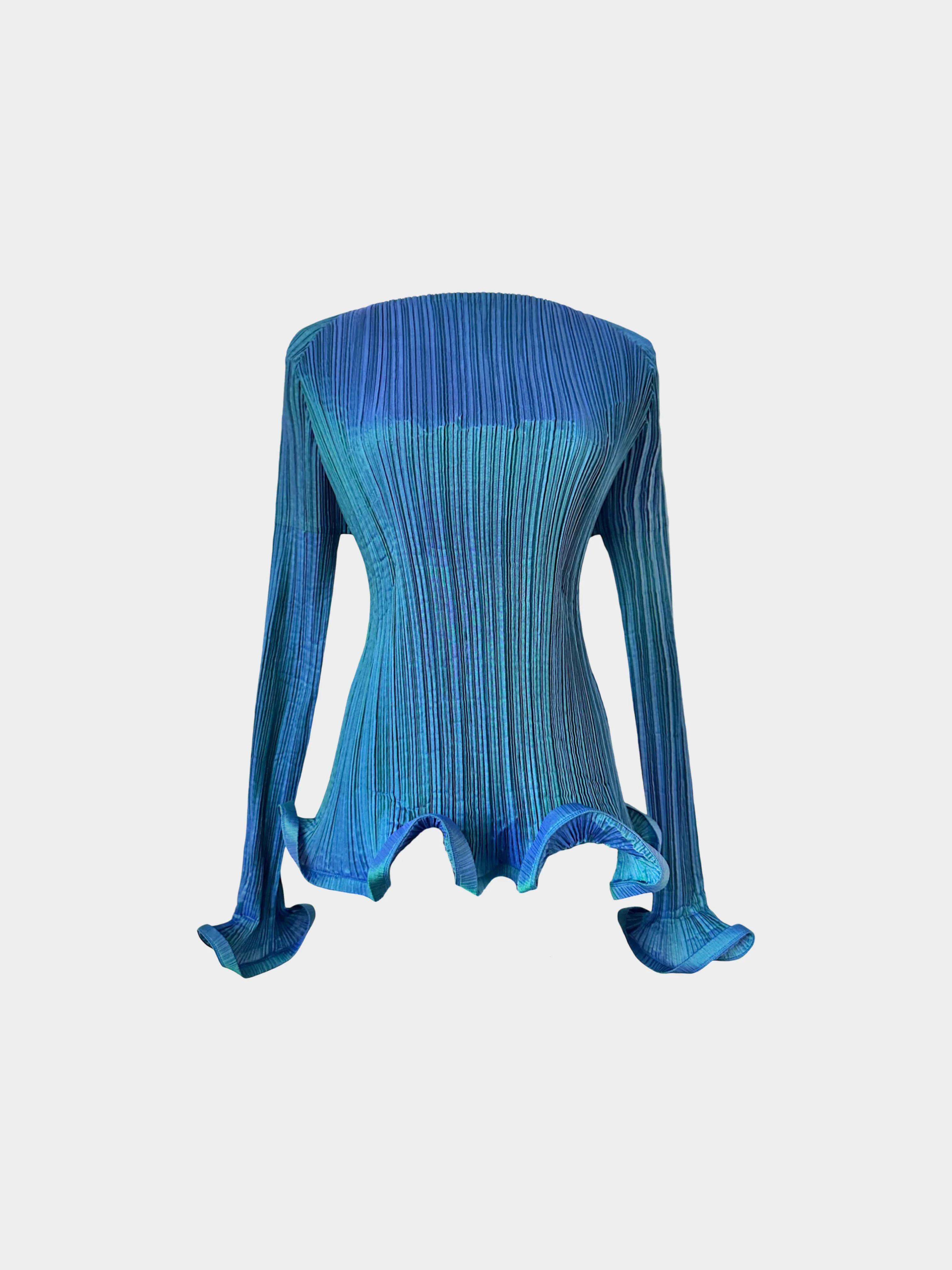 Issey Miyake 1990s Blue Pleated Sculptural 3-Piece Set - Image 3