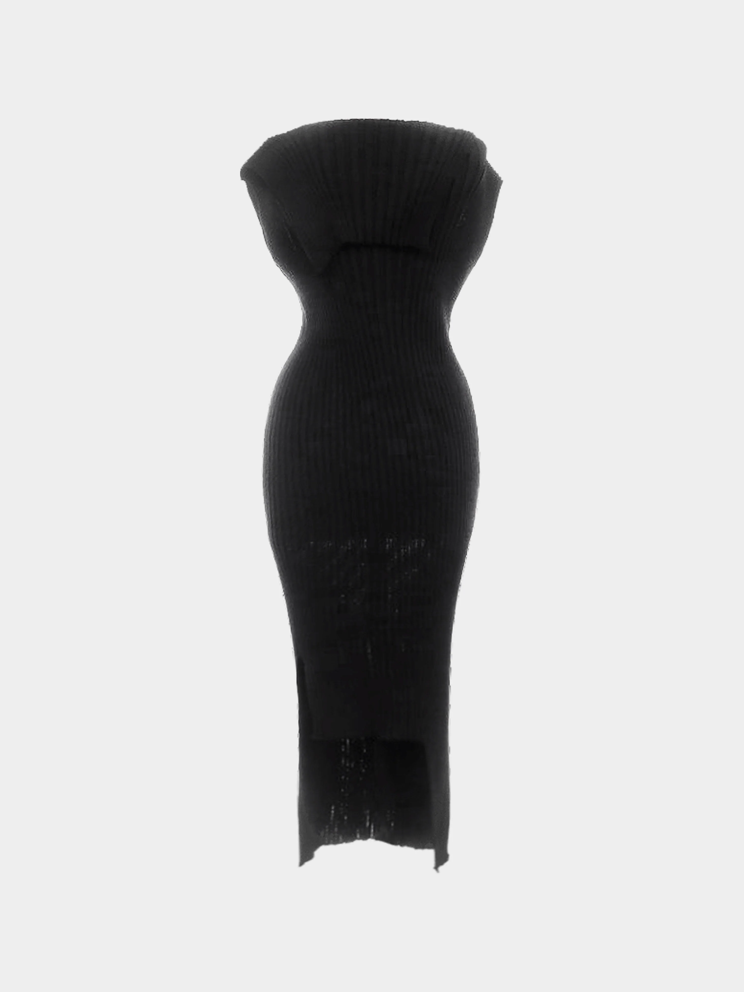 Issey Miyake FW 2024 Black Ribbed Knit Long Dress