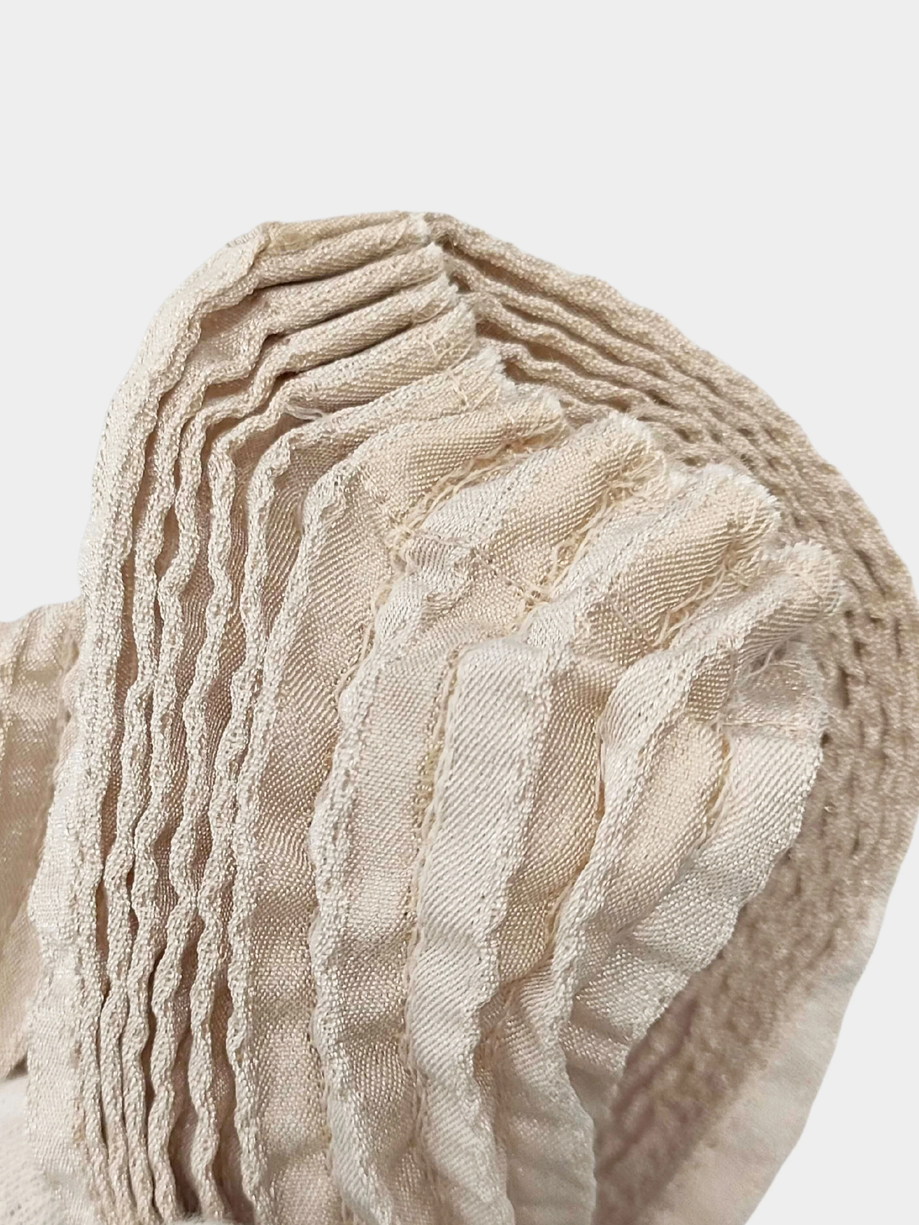 Issey Miyake Late 2010s Beige 3D Steam Stretch Pleated Wave Top - Image 2
