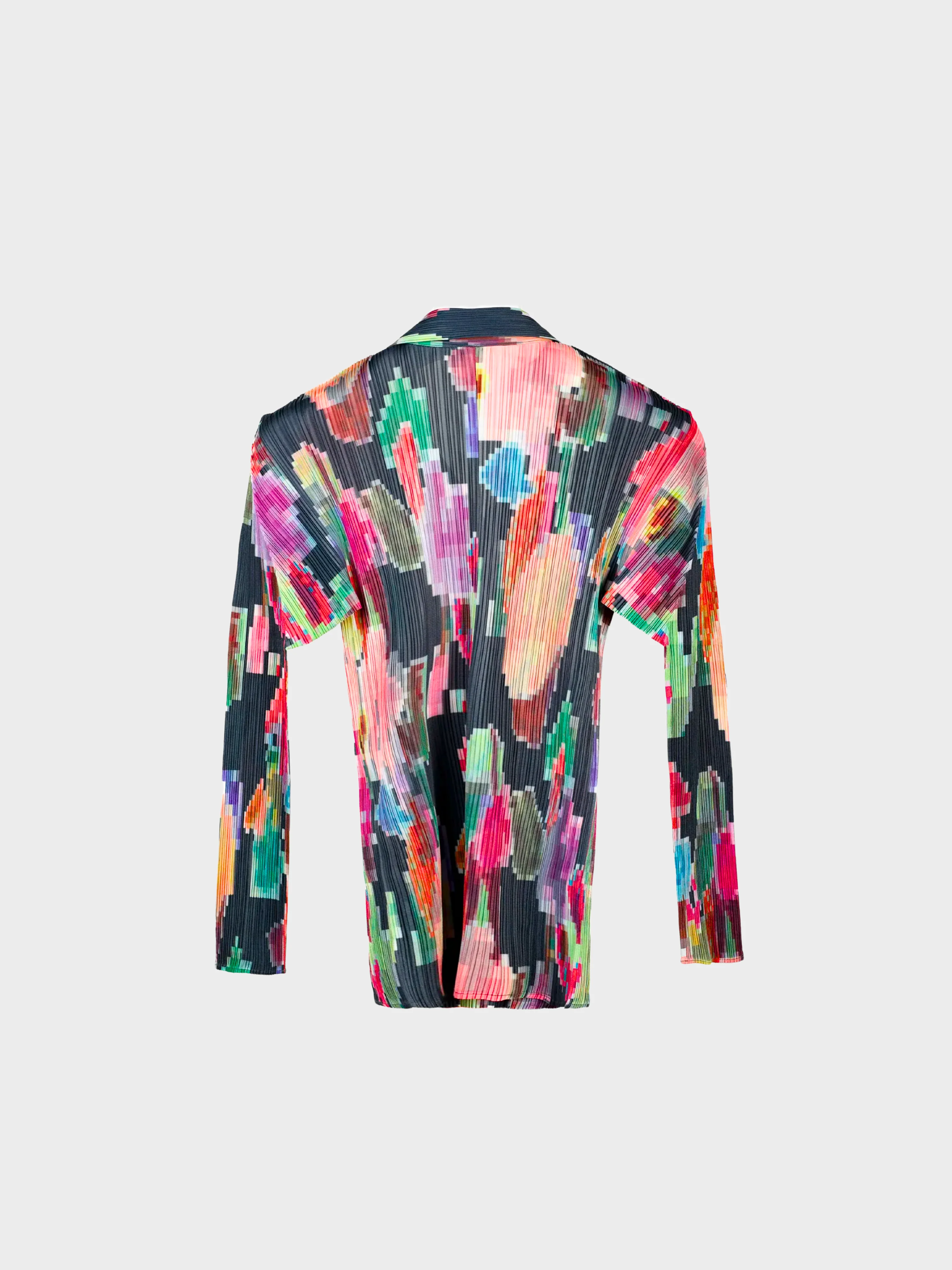 Issey Miyake Pleats Please 1990s Pixelated Multicolour Flower Print Shirt - Image 2